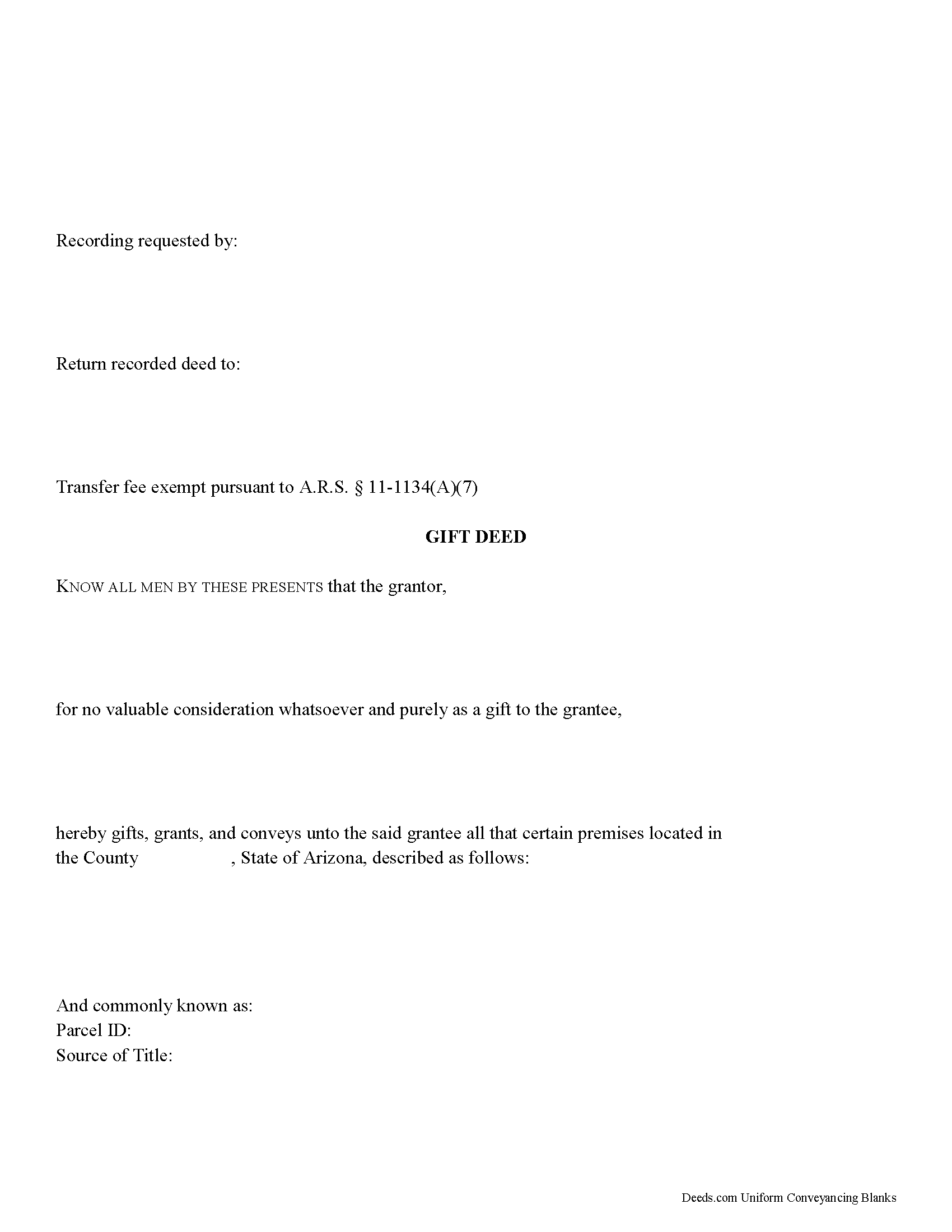 Maricopa County Gift Deed Form