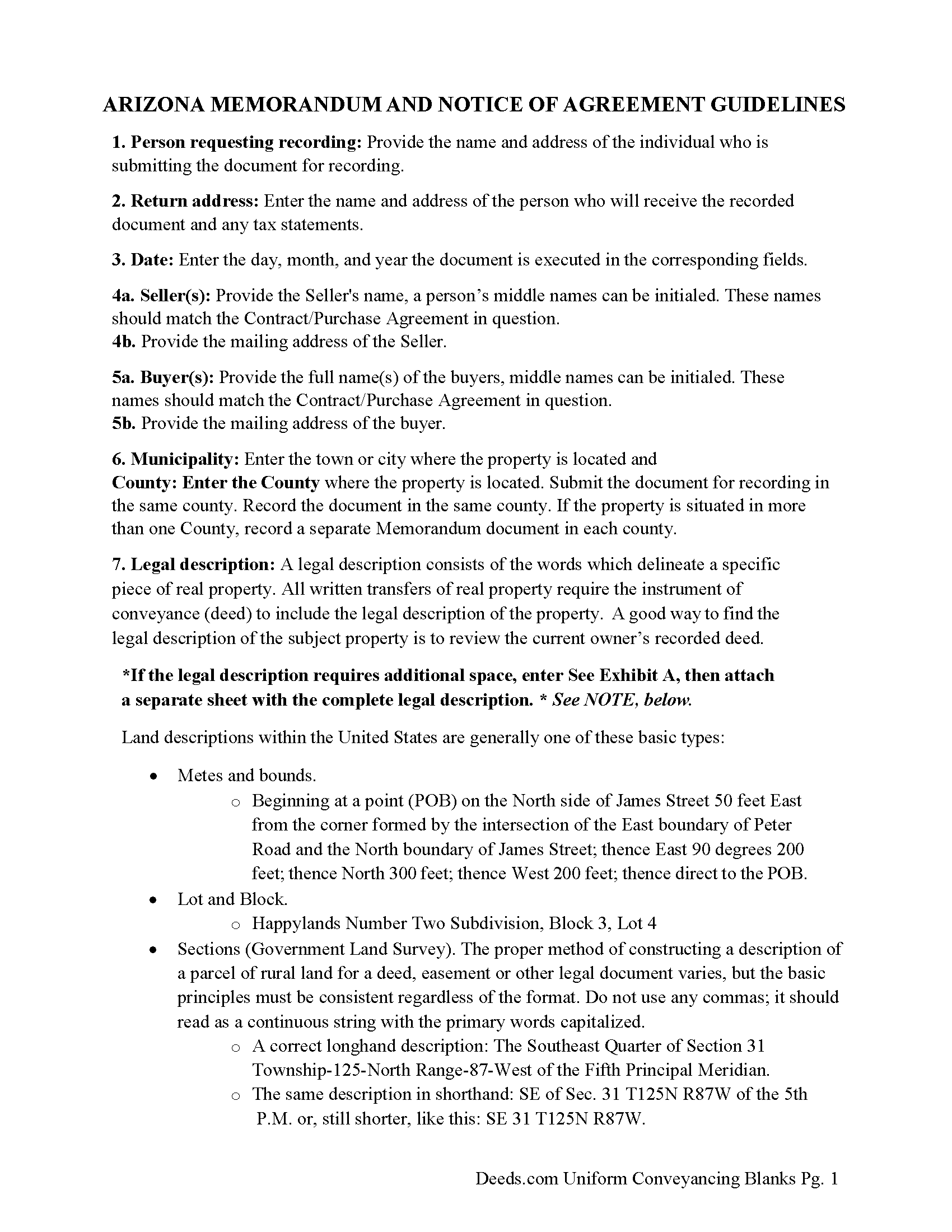 Memorandum and Notice of Agreement Guide