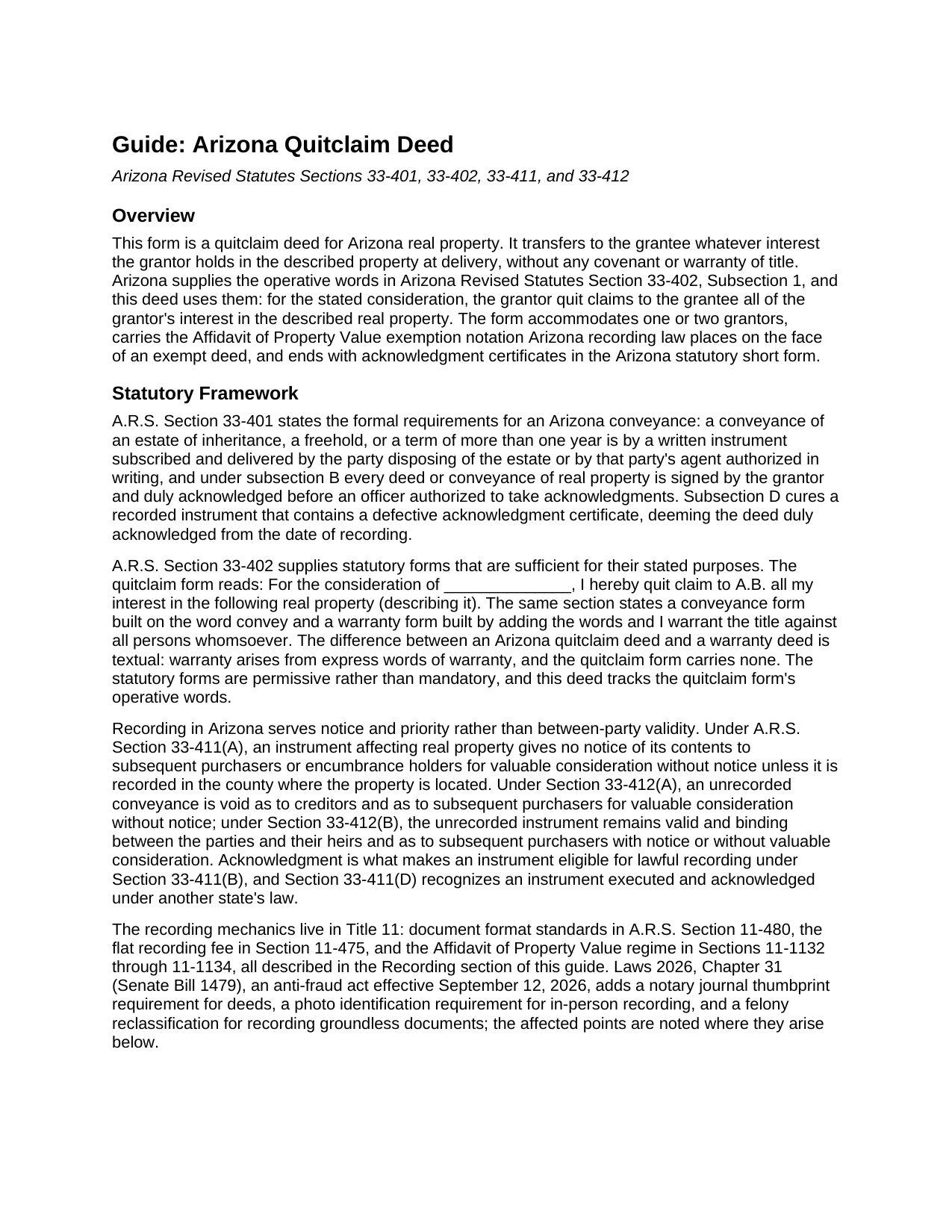 Gila County Quitclaim Deed Guide