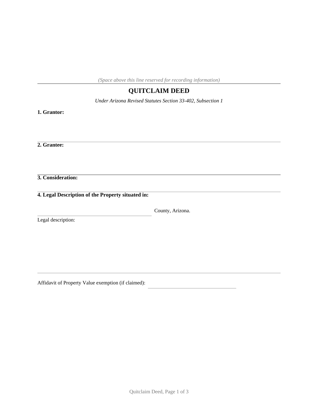 Gila County Quitclaim Deed Form