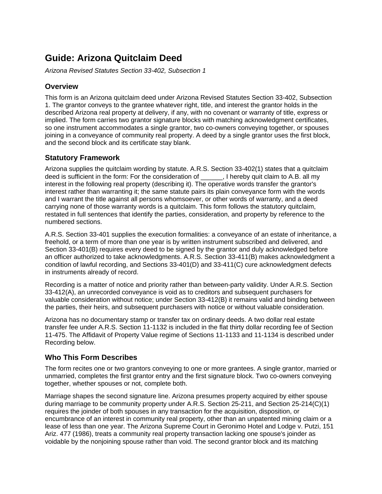 Gila County Quitclaim Deed Guide