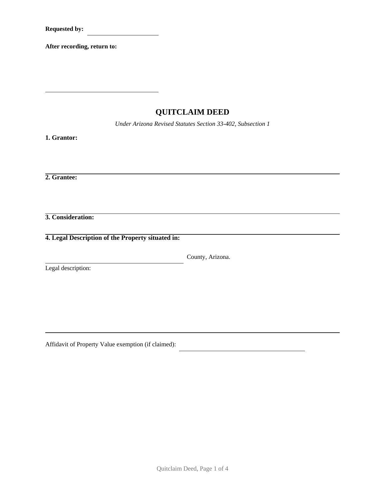 Gila County Quitclaim Deed Form
