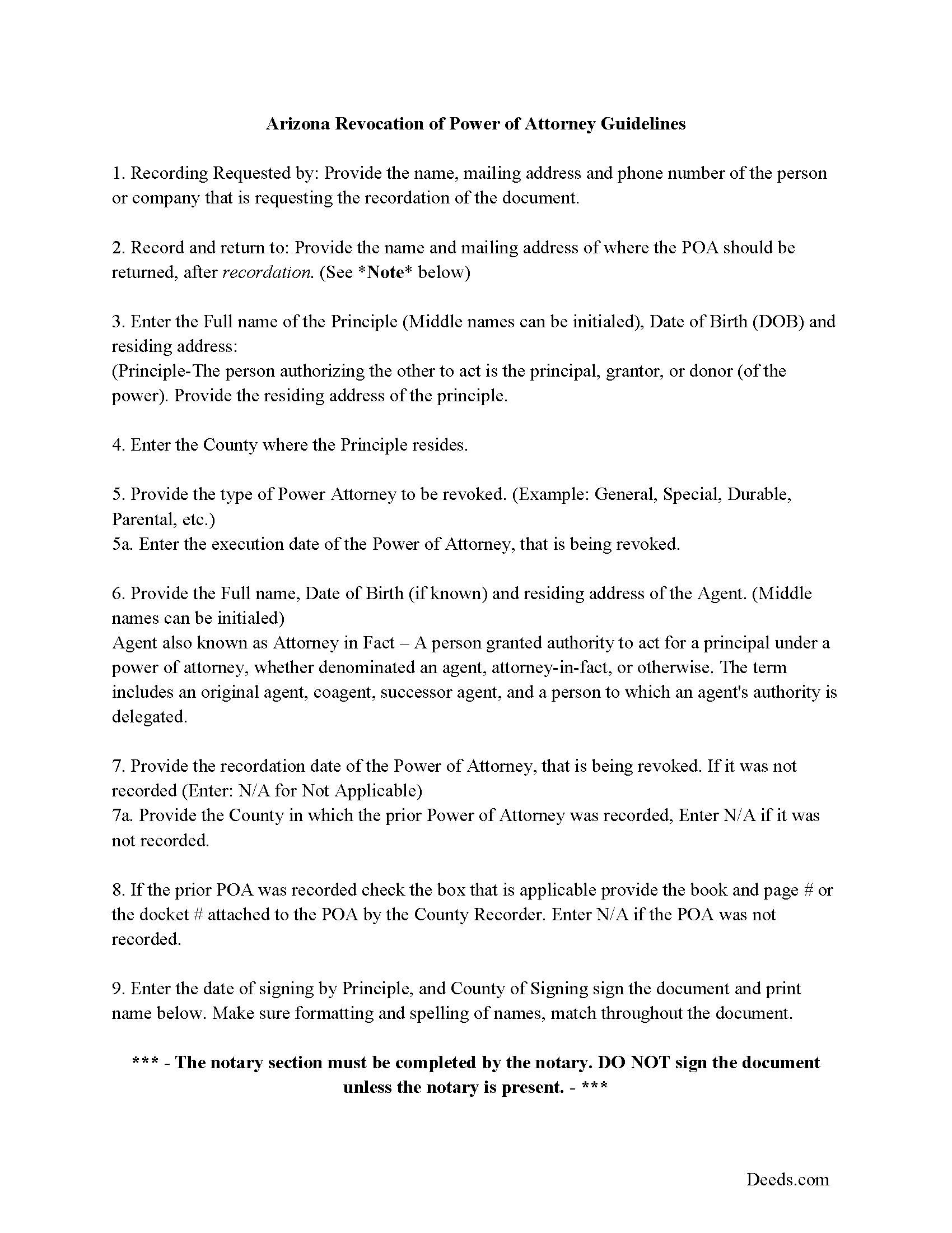Santa Cruz County Guidelines for Revocation Notice
