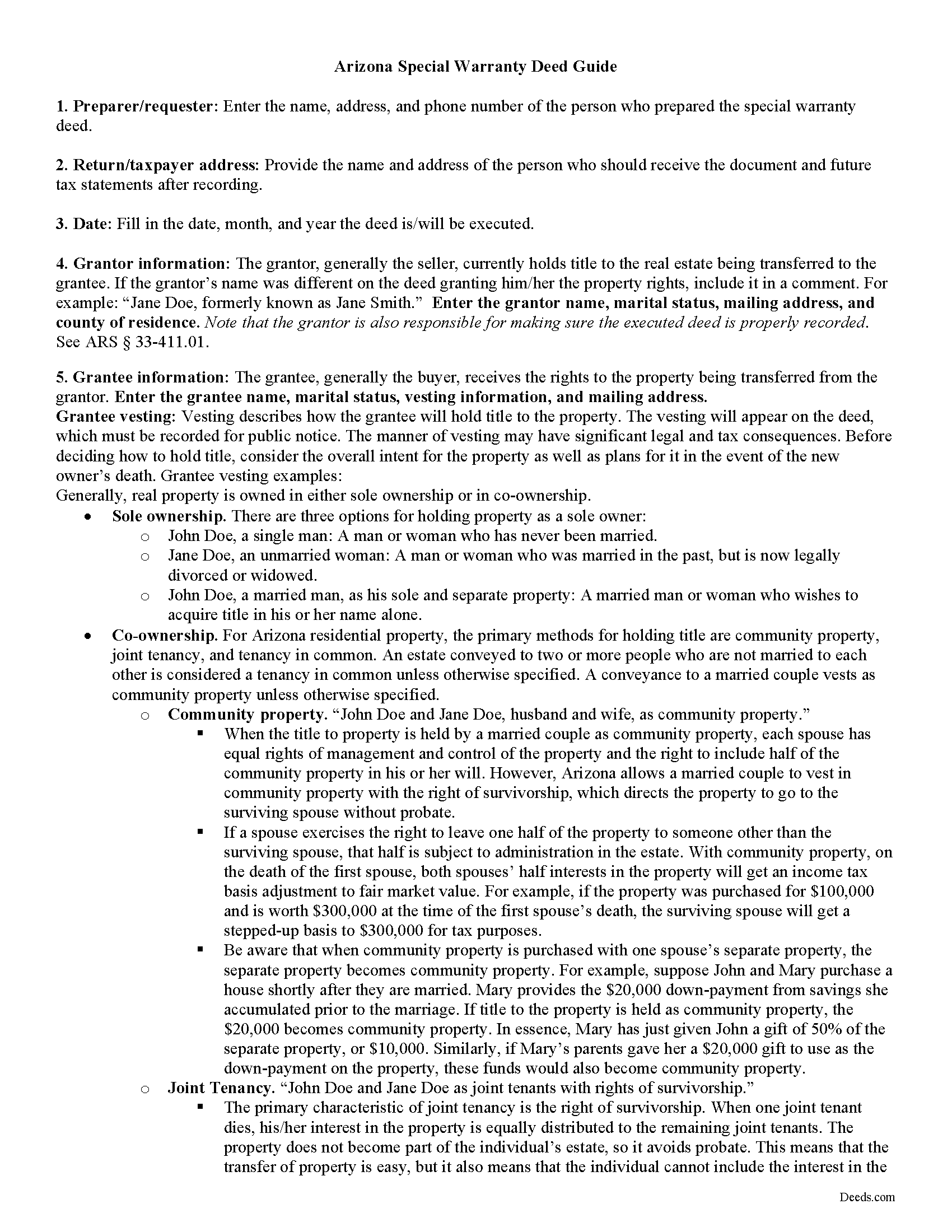 Pima County Special Warranty Deed Guide