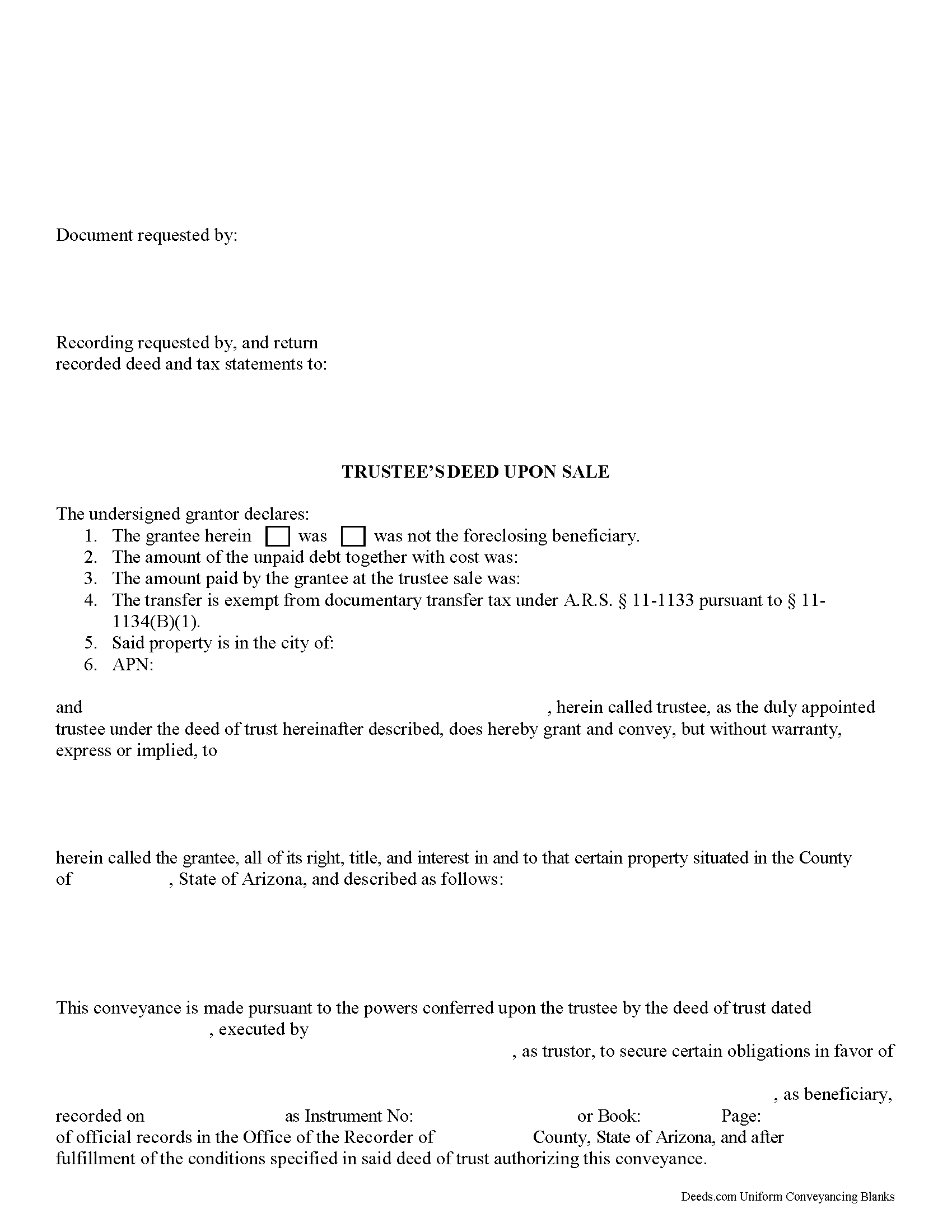 Trustee Deed Due Upon Sale Form