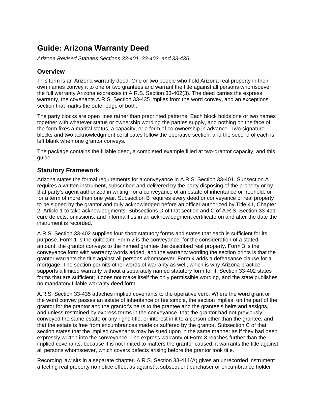 Mohave County Warranty Deed Guide