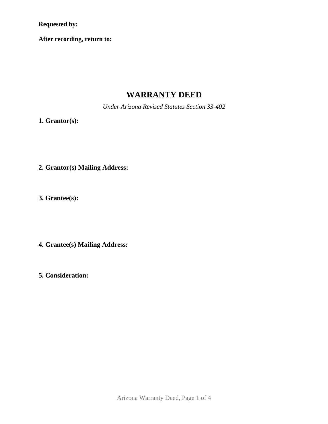 Mohave County Warranty Deed Form