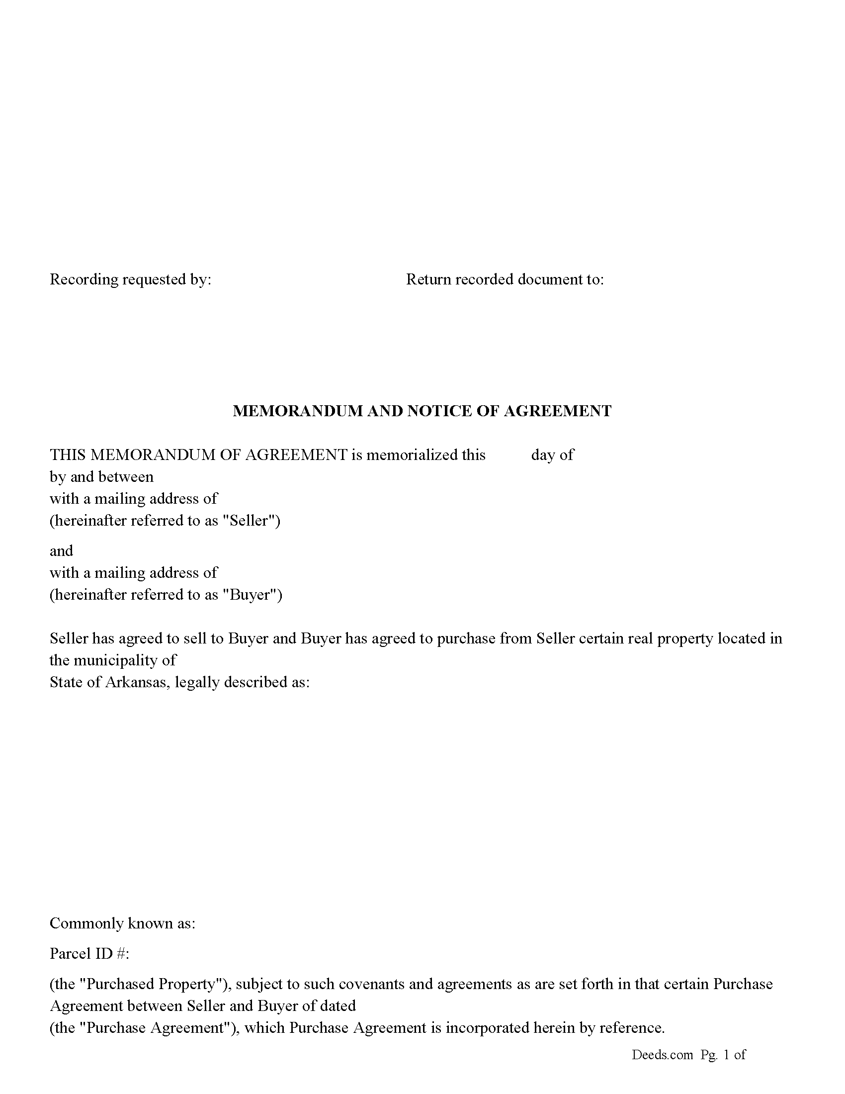 Memorandum and Notice of Agreement