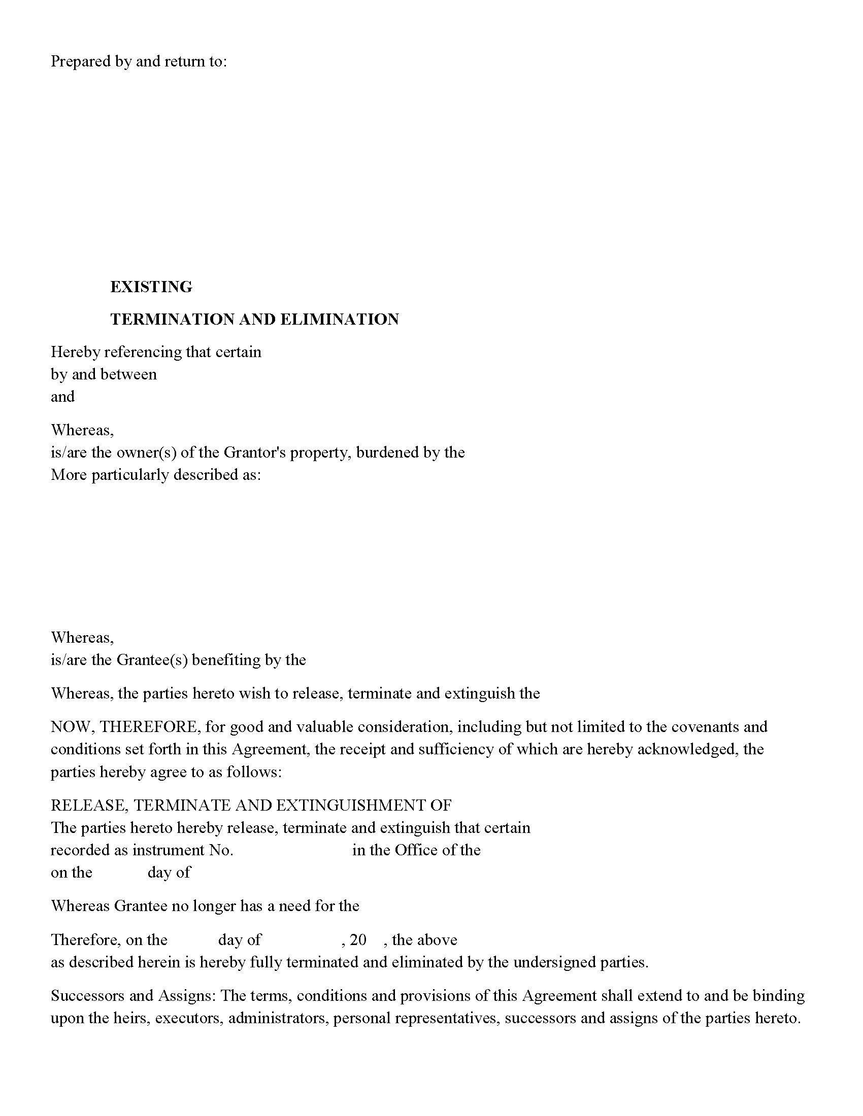 Termination, Cancellation of Easement / Right of Way