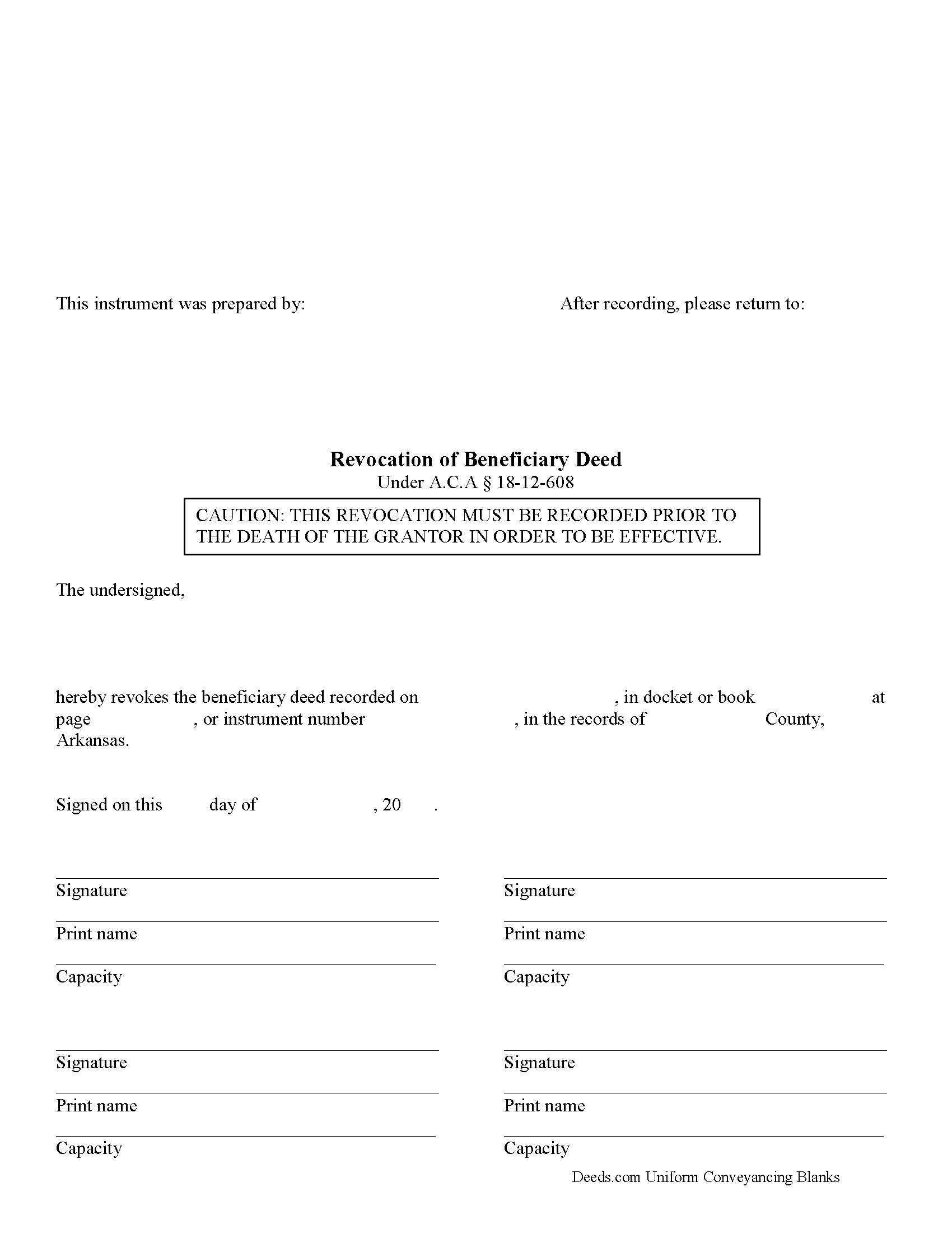 Baxter County Beneficiary Deed Revocation Form