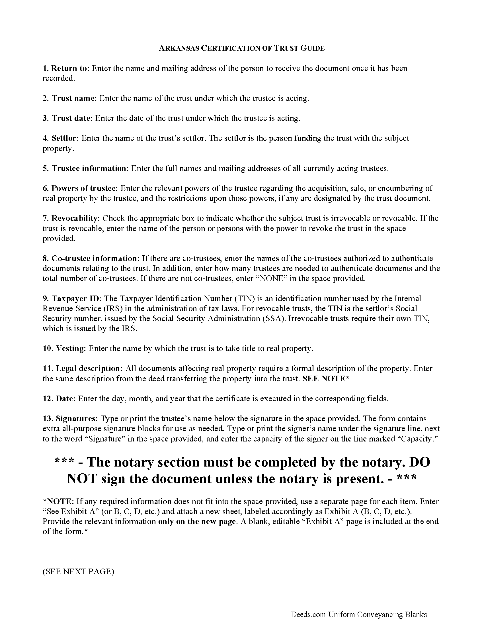 Franklin County Certificate of Trust Guide