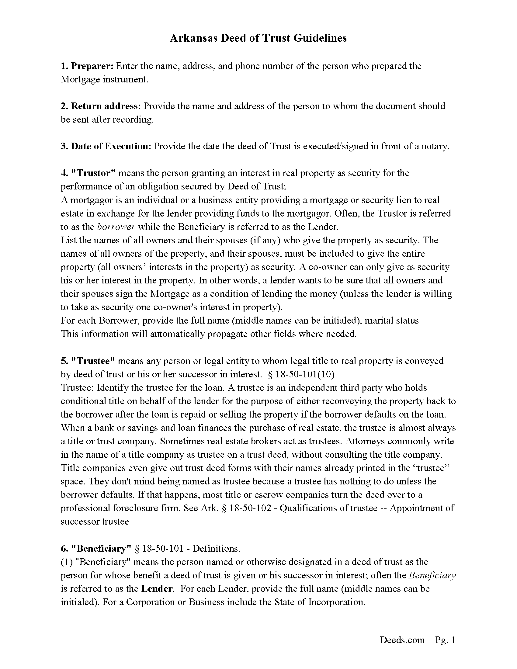 Little River County Deed of Trust Guidelines