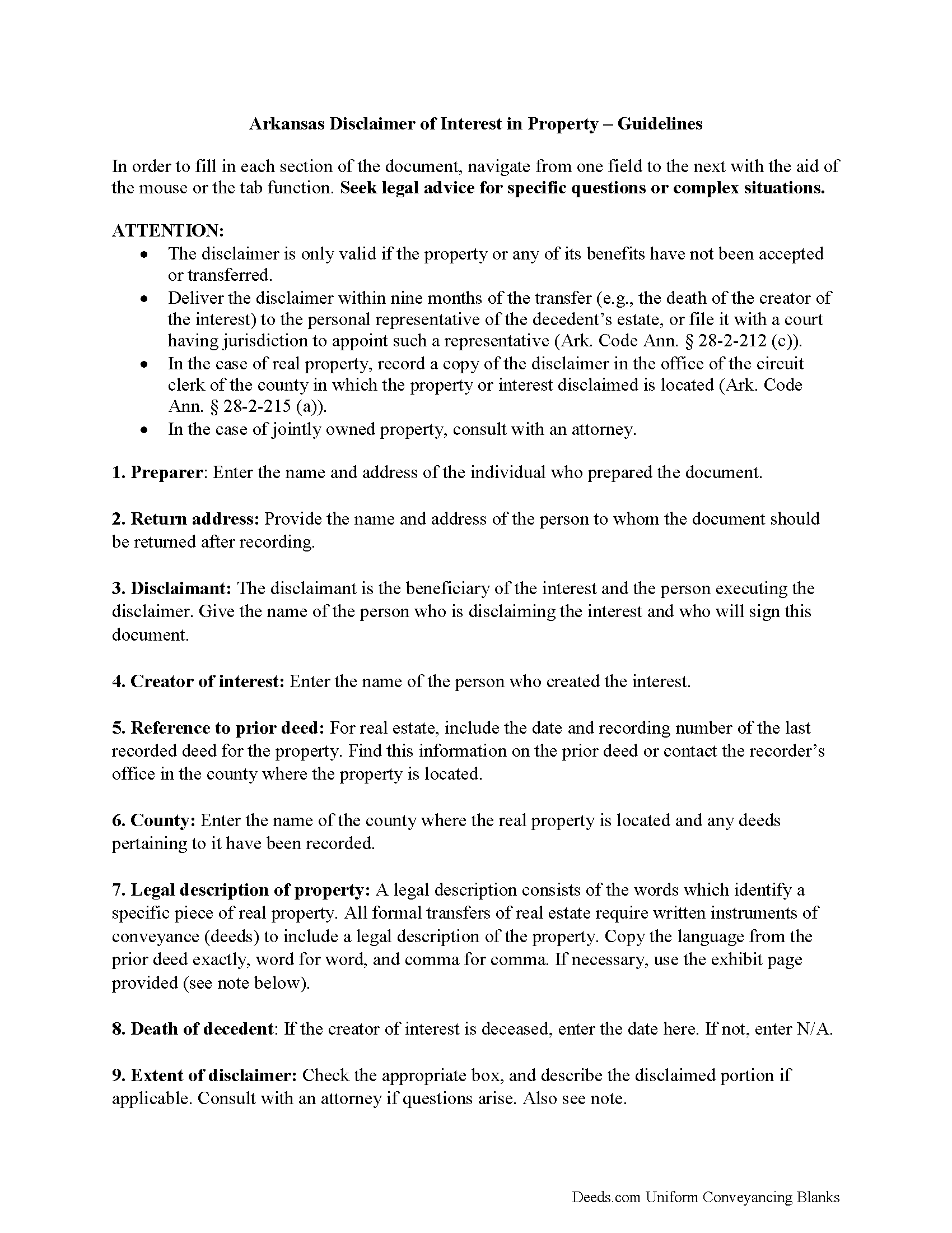 Cleveland County Disclaimer of Interest Guide