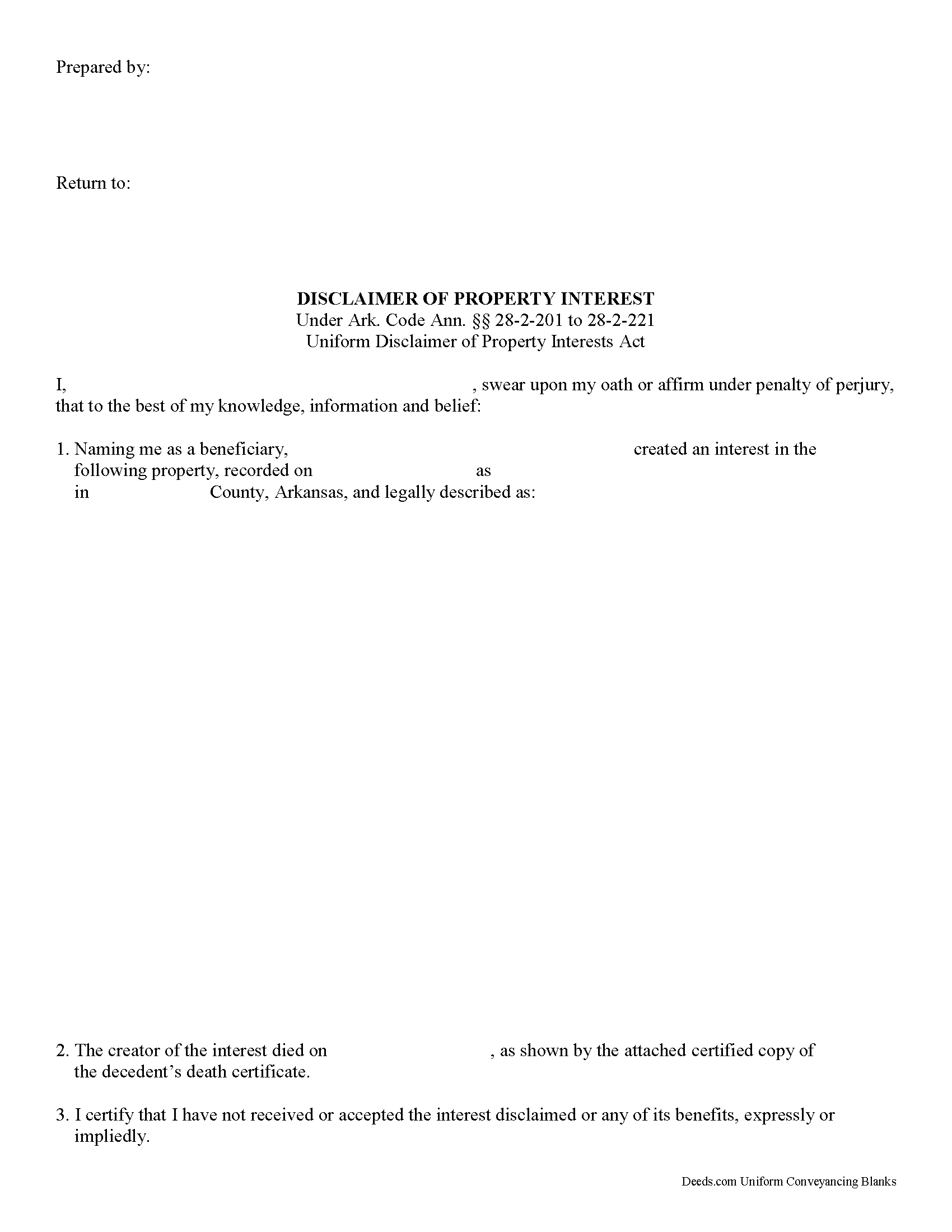Cleveland County Disclaimer of Interest Form