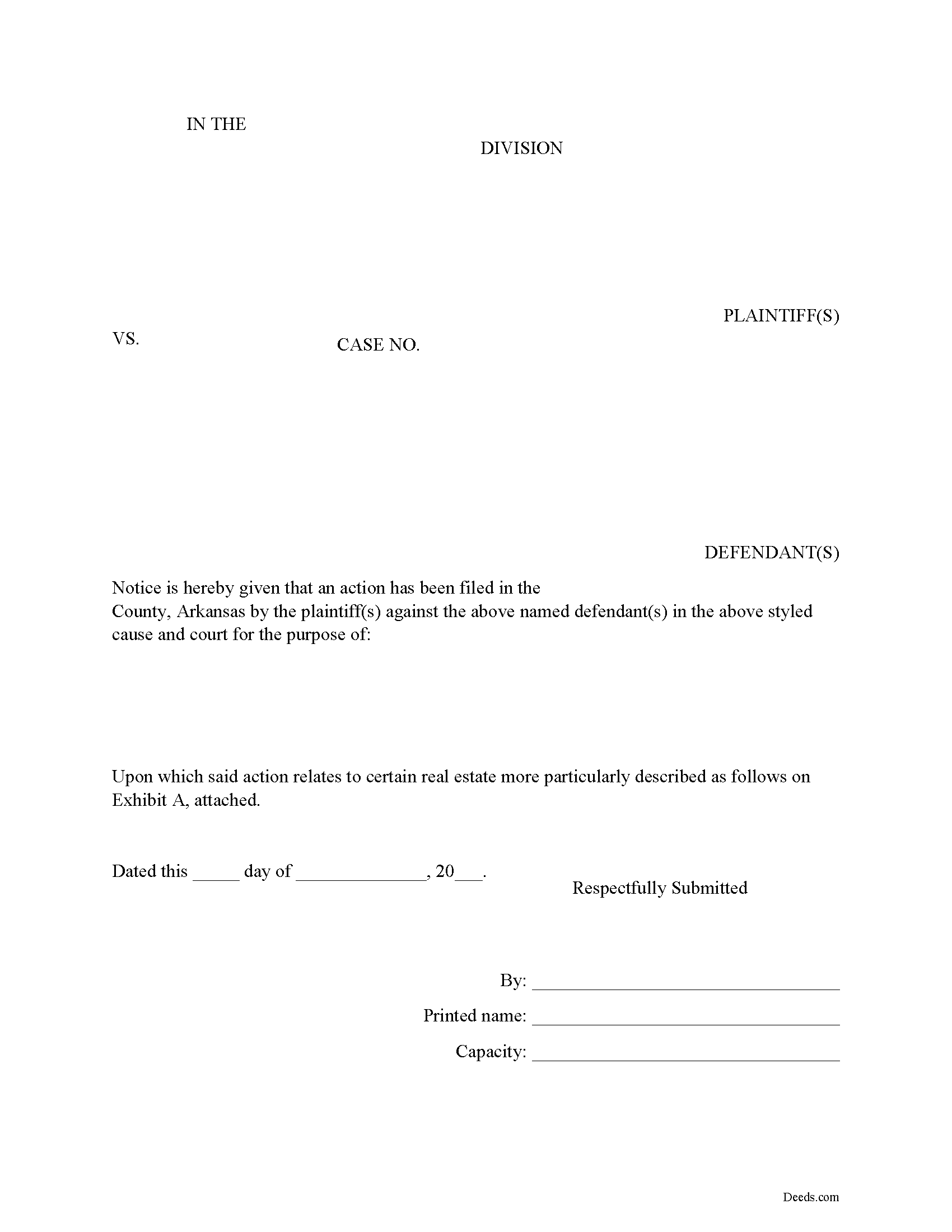 Chicot County Lis Pendens Form