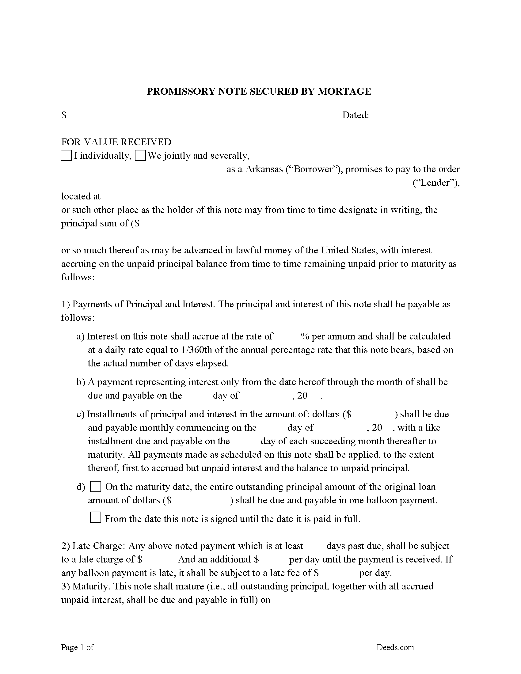 Lafayette County Promissory Note Form