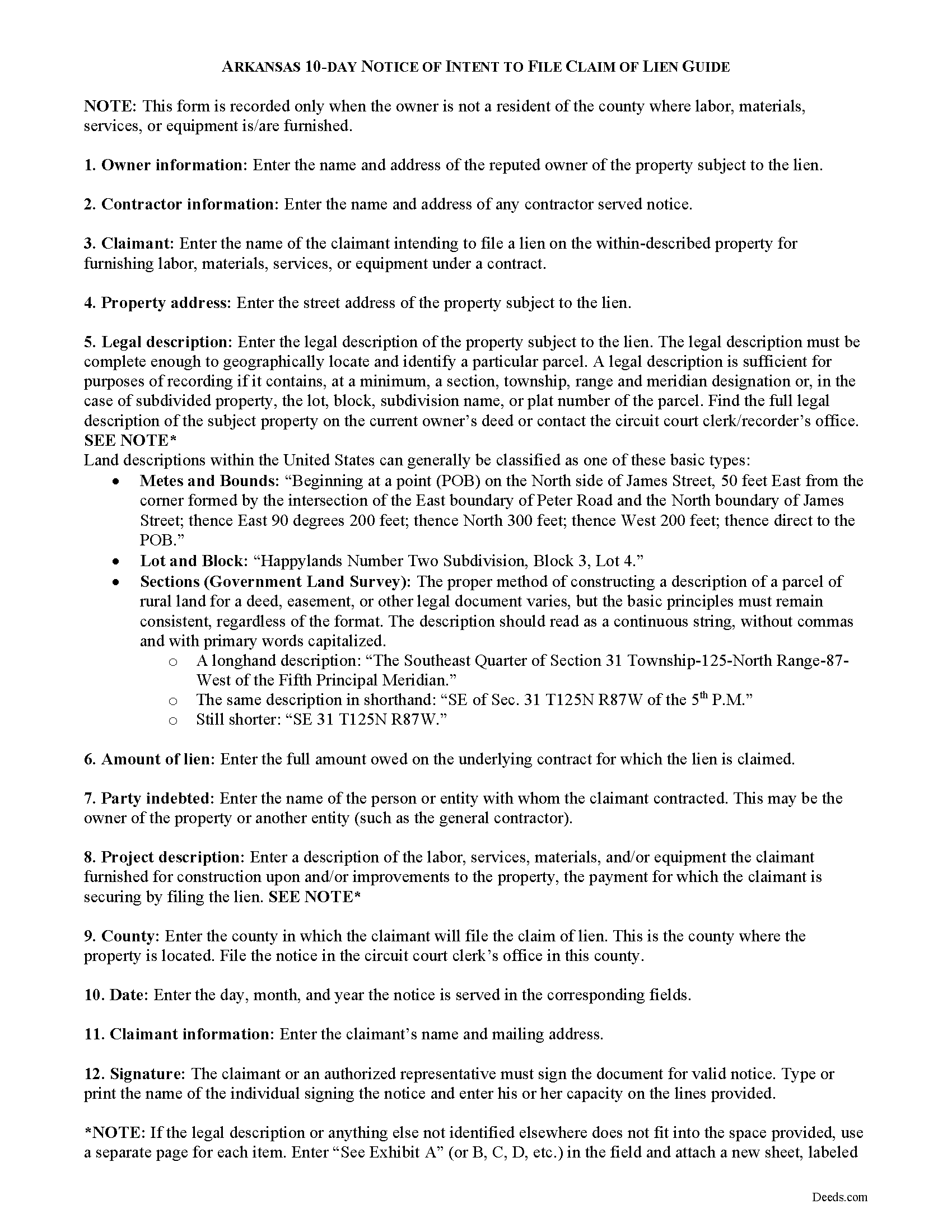 Cleveland County Notice of Intent to File Guide