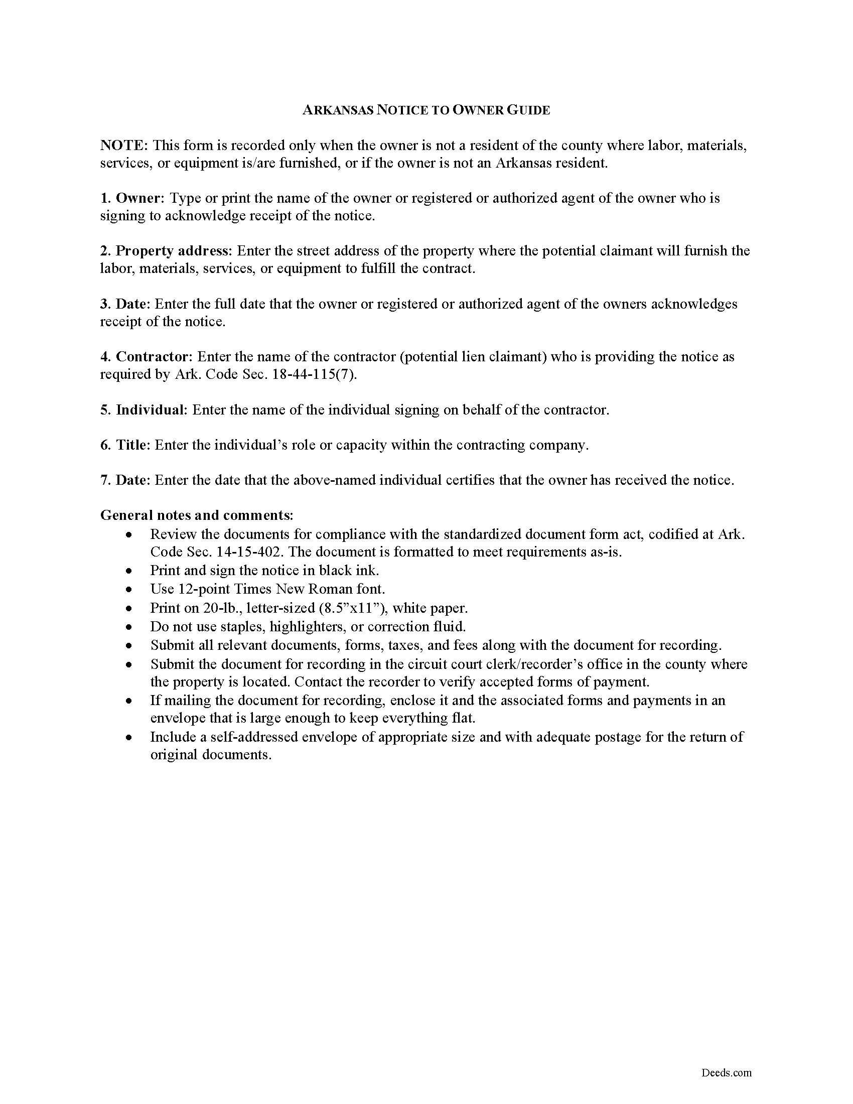 Perry County Notice to Owner Guide