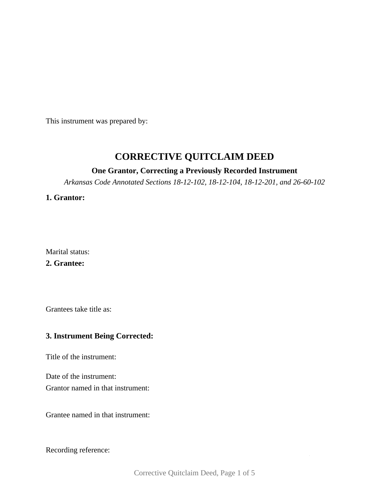Lawrence County Quitclaim Deed (Corrective) Form