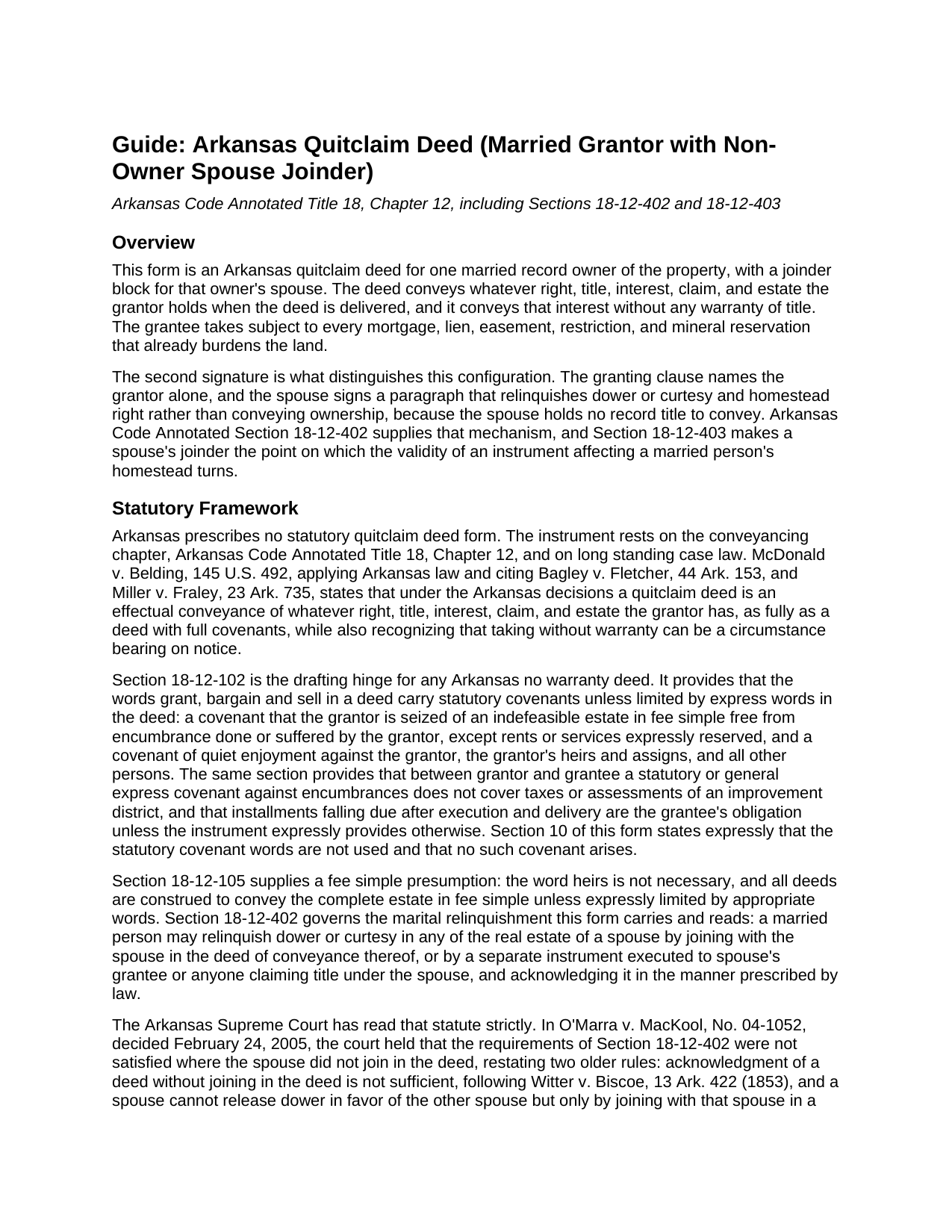 Jackson County Quitclaim Deed (Married Grantor with Non-Owner Spouse Joinder) Guide