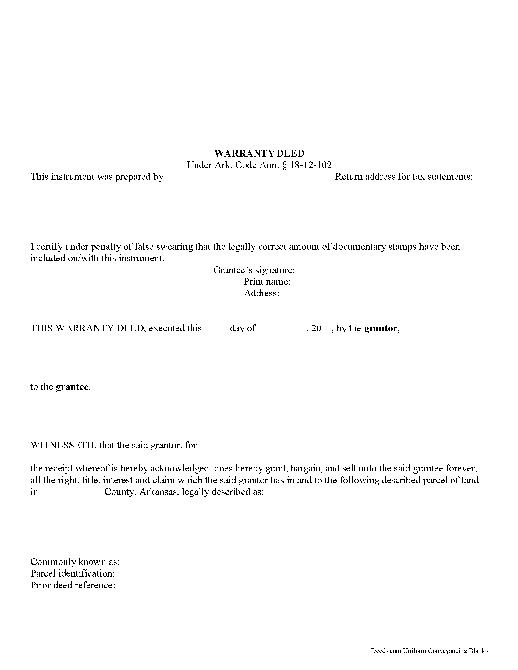 Benton County Warranty Deed Form