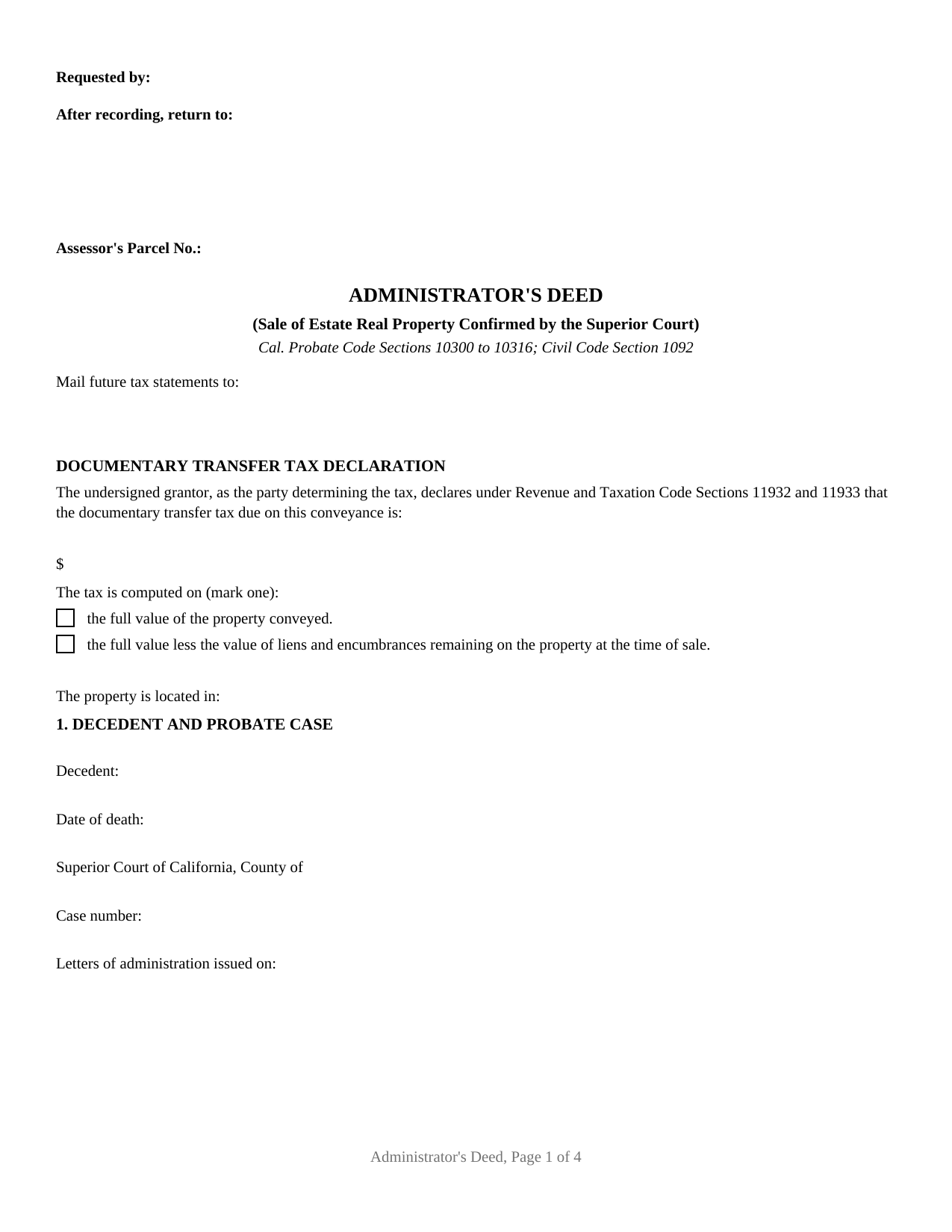 Del Norte County Administrator Deed Form