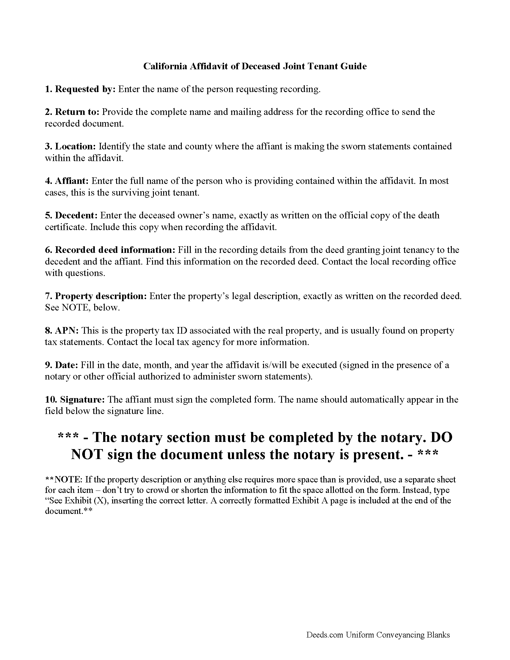 Lassen County Affidavit of Death of a Joint Tenant Guide
