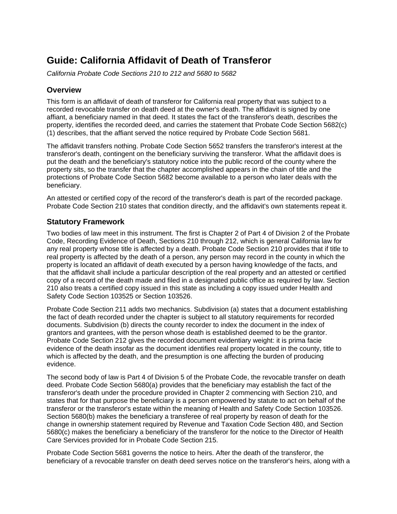 Sutter County Affidavit of Death of Transferor Guide