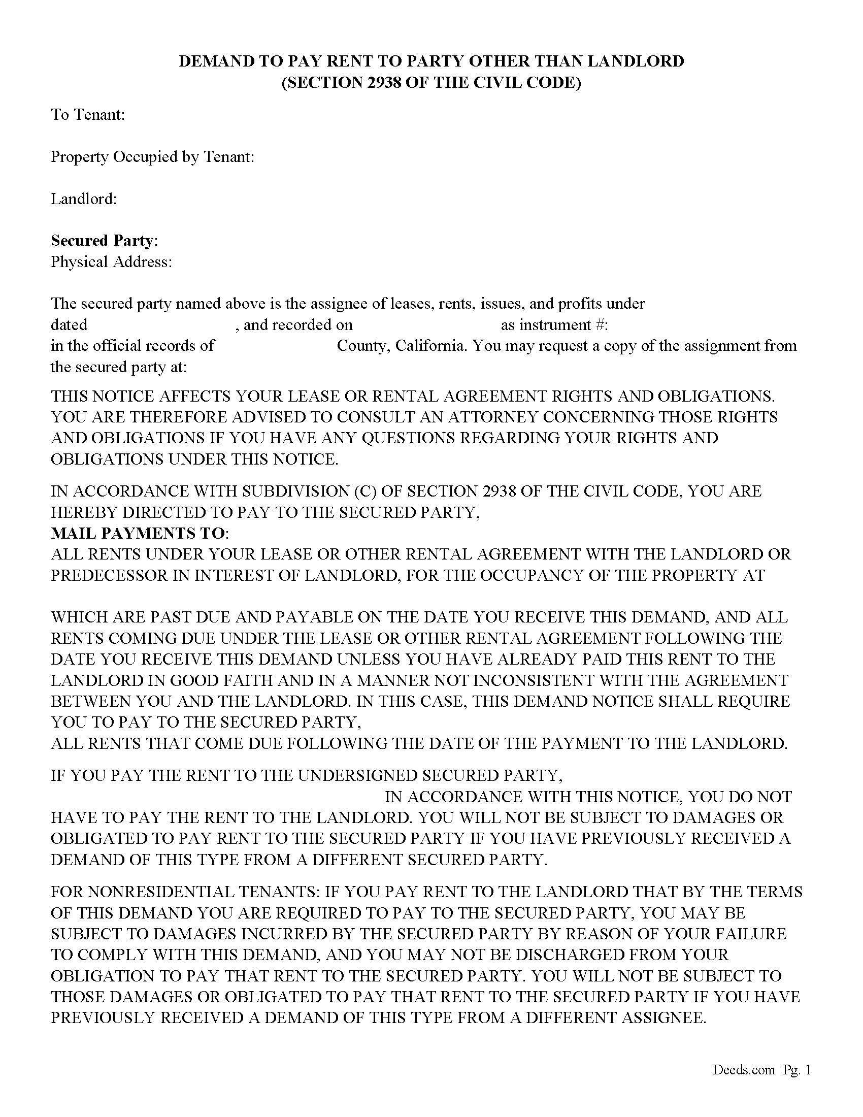 Lassen County Demand to Pay Form