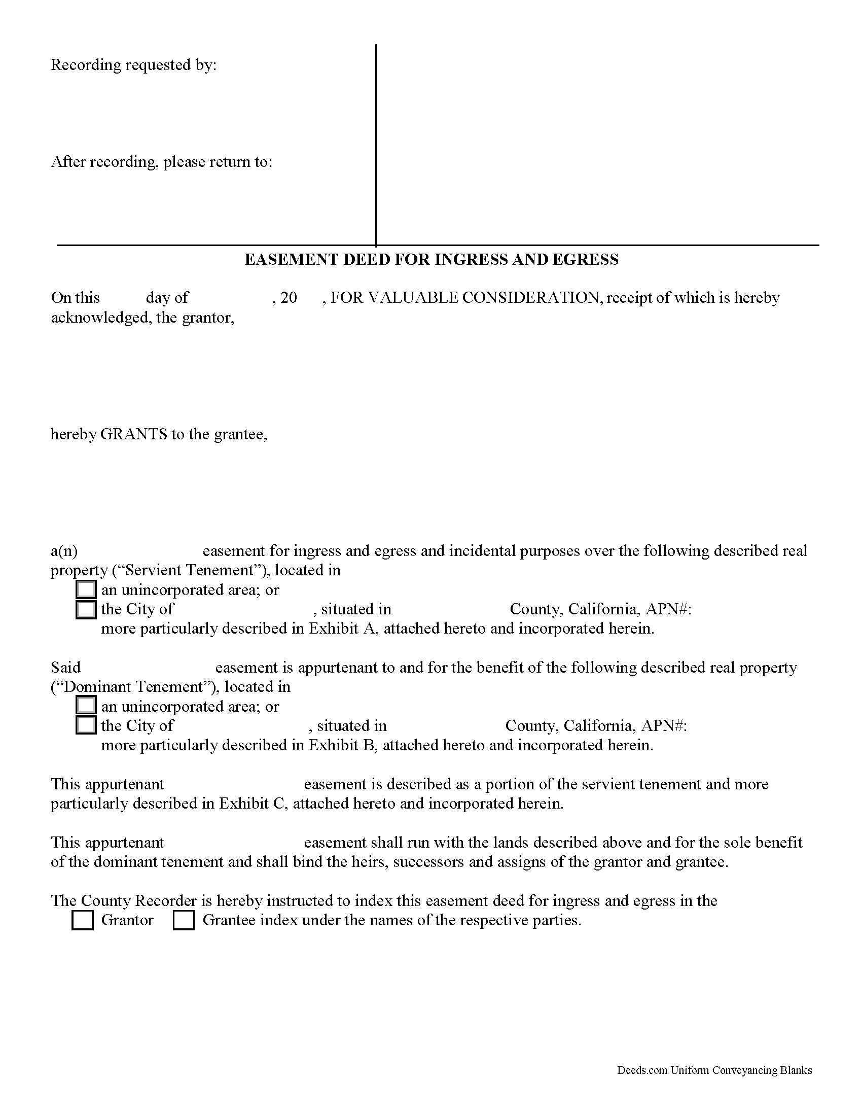 California easement deed forms deeds