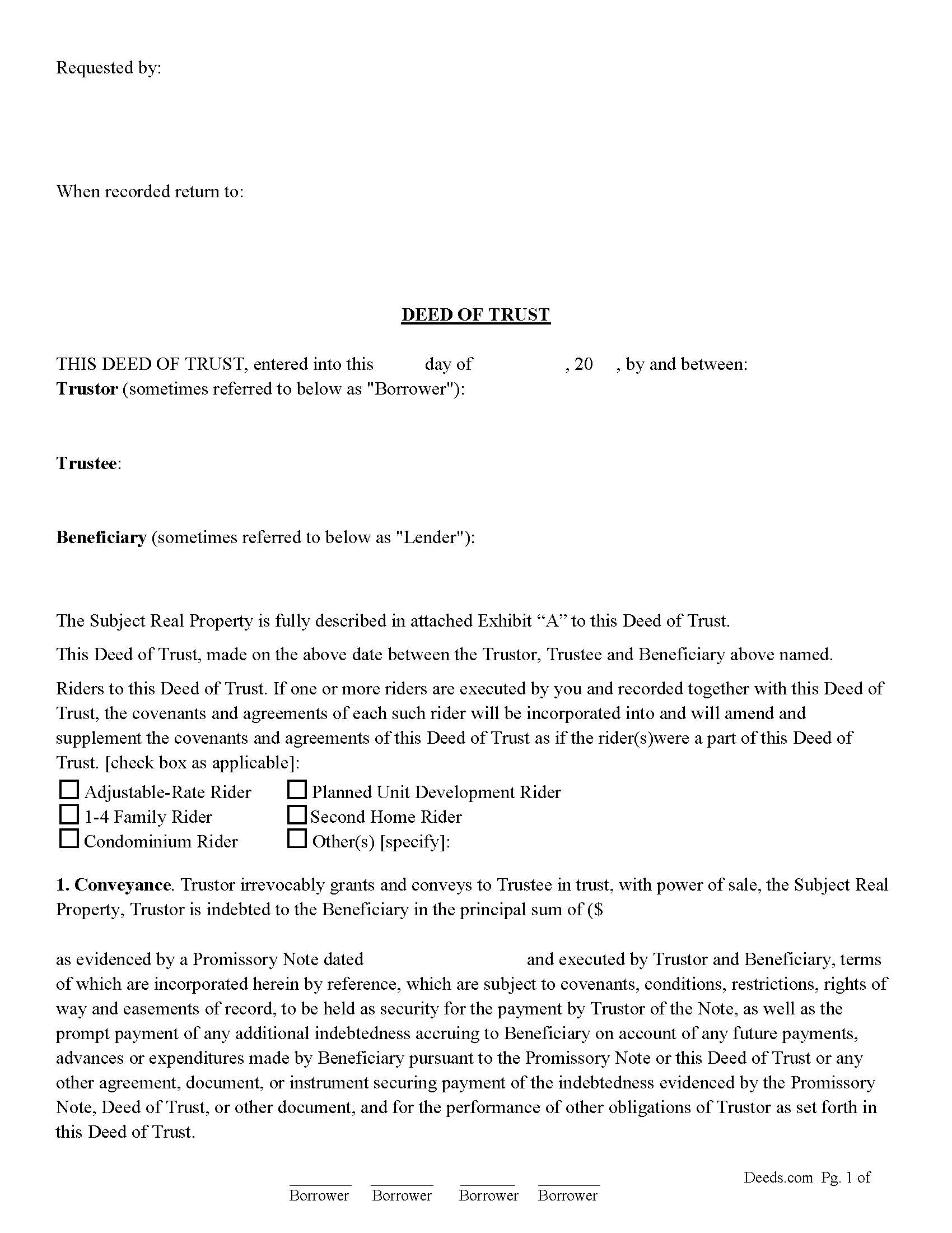 California Long Form Deed of Trust Image