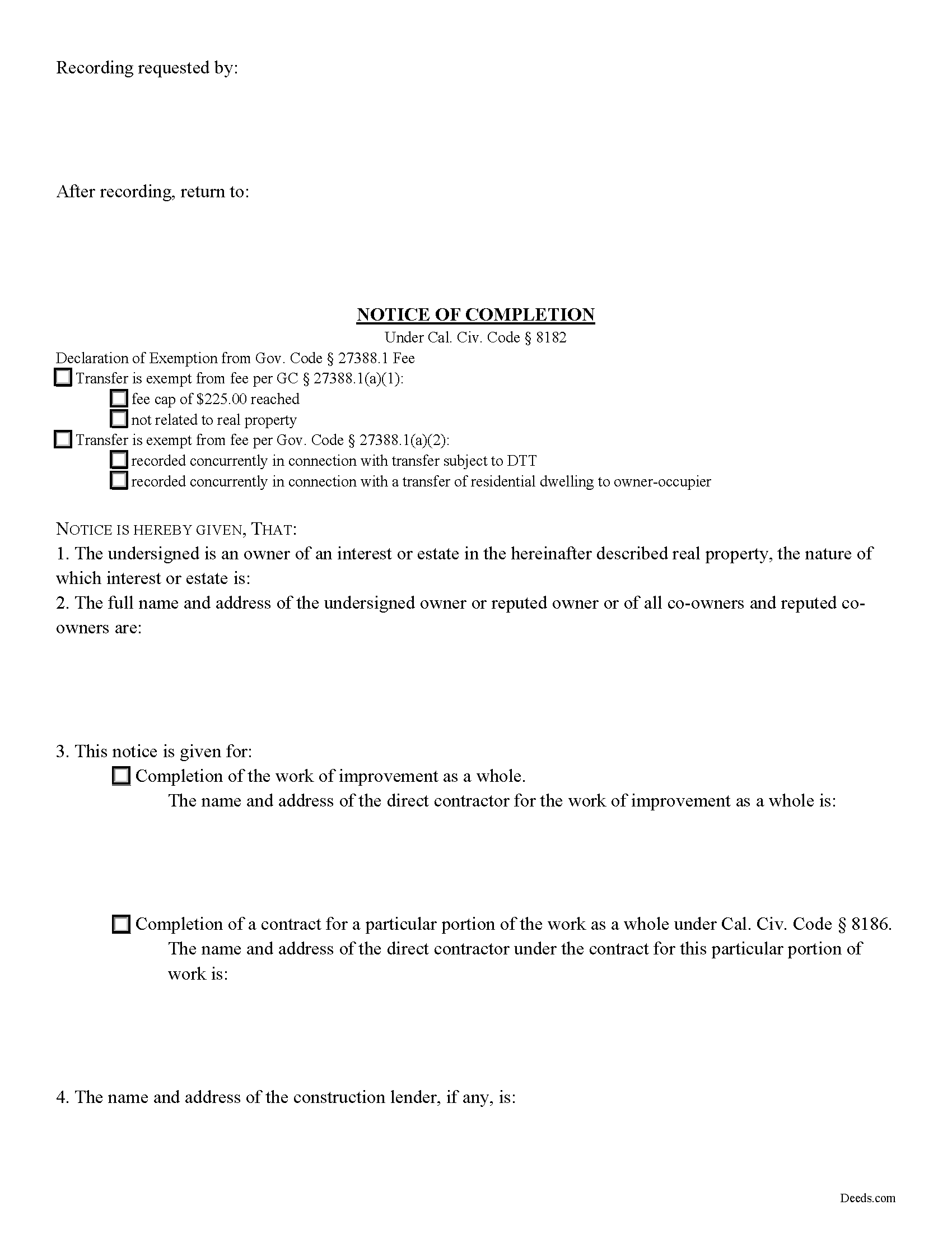 California Notice of Completion Image