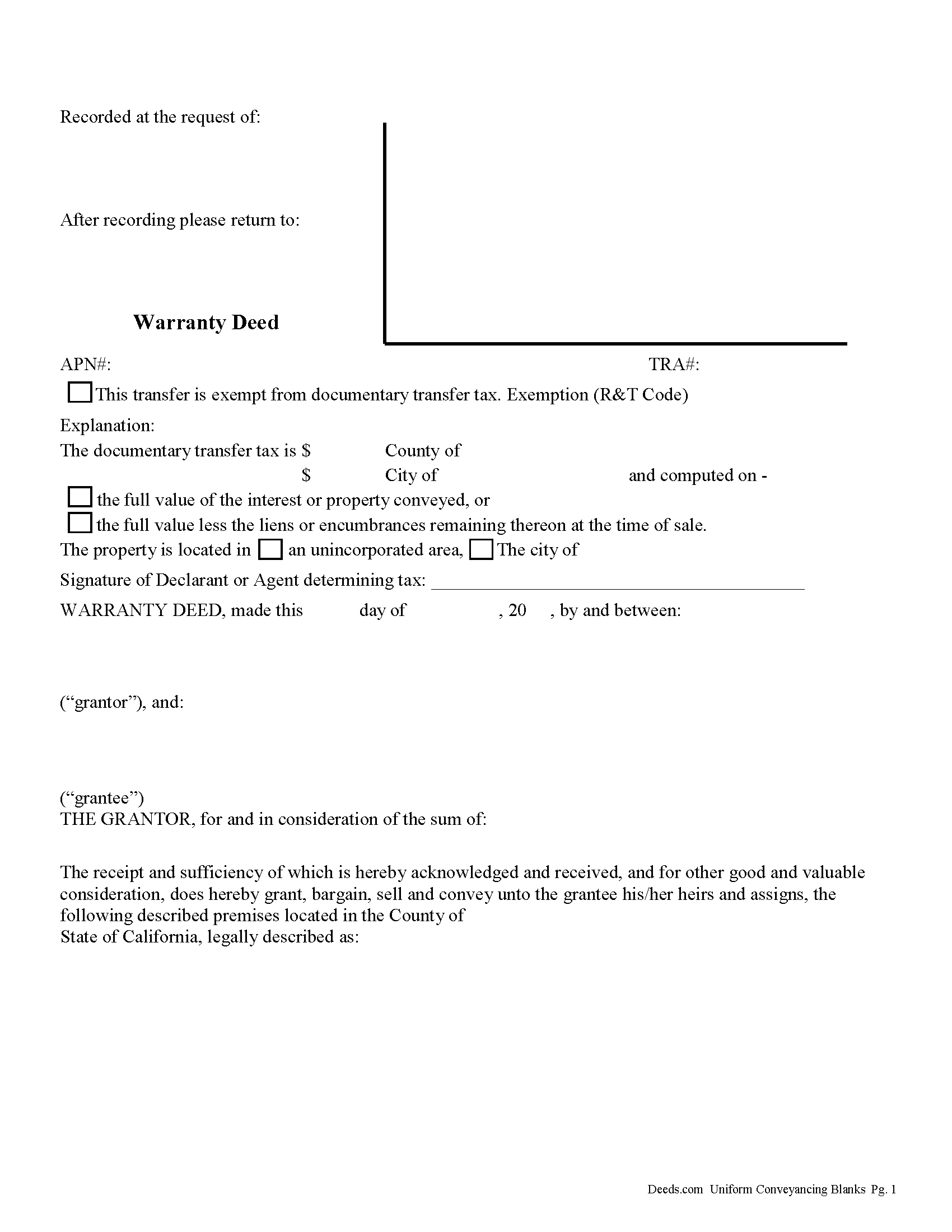 California Warranty Deed Image