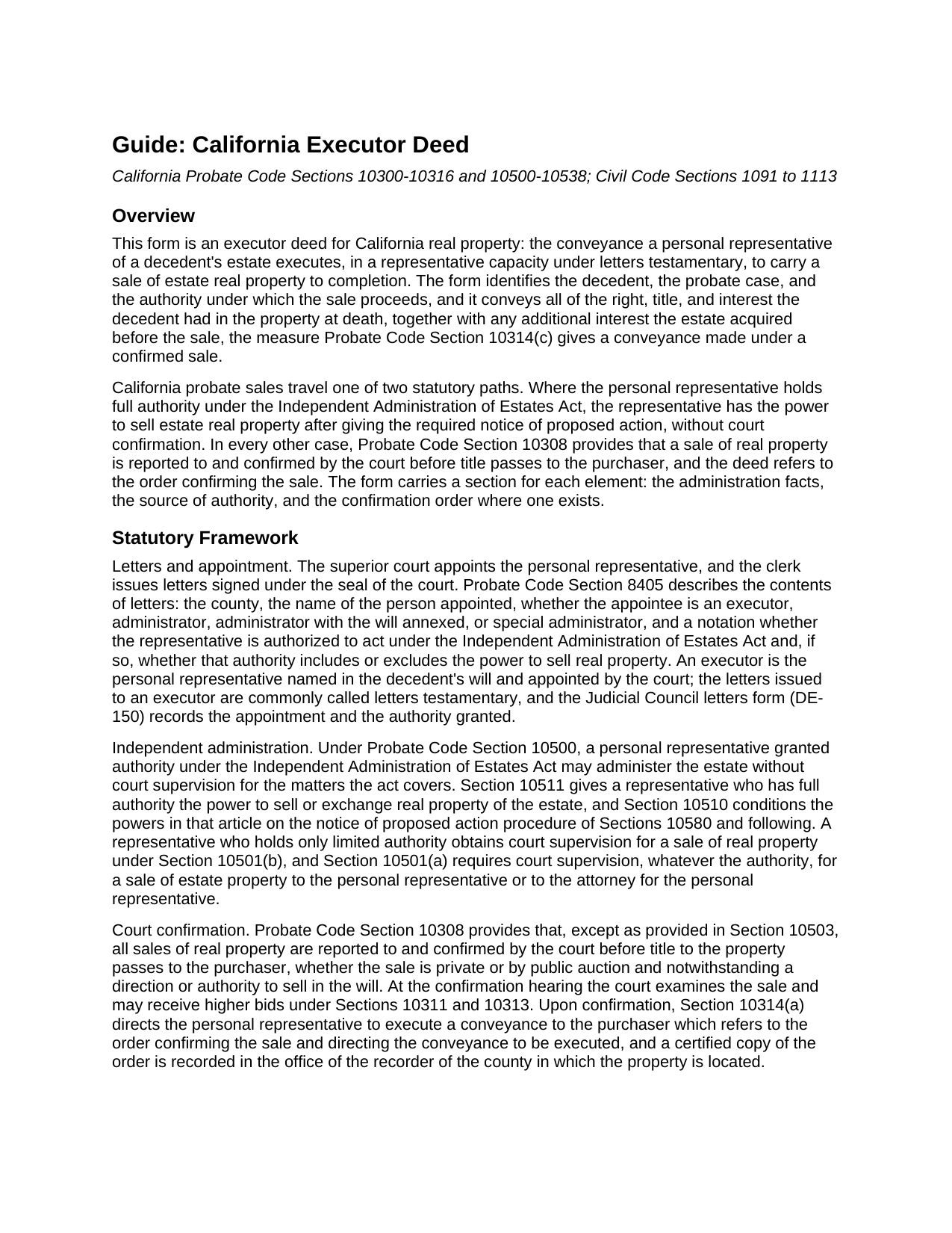Alpine County Executor Deed Guide