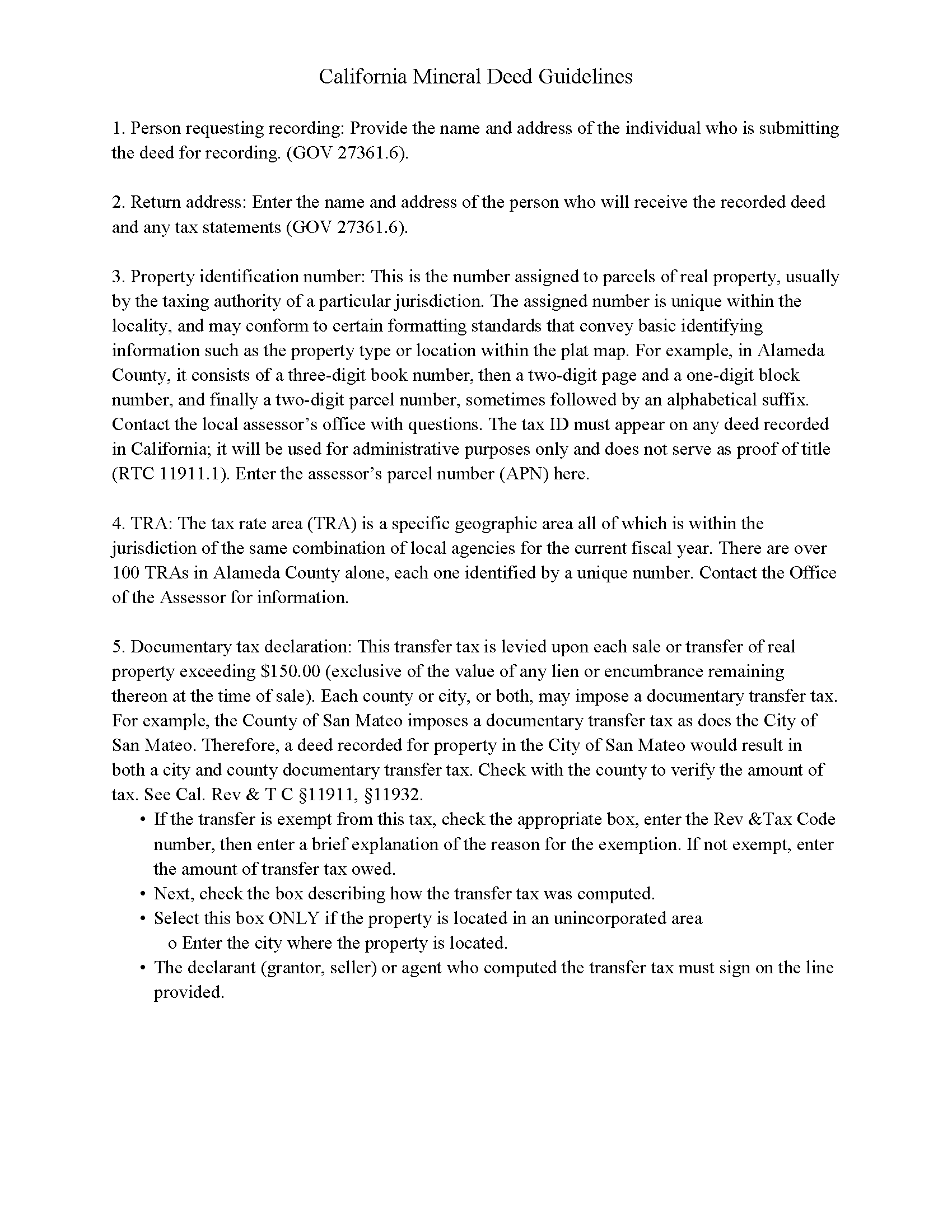 Tuolumne County Mineral Deed with Quitclaim Covenants Guide