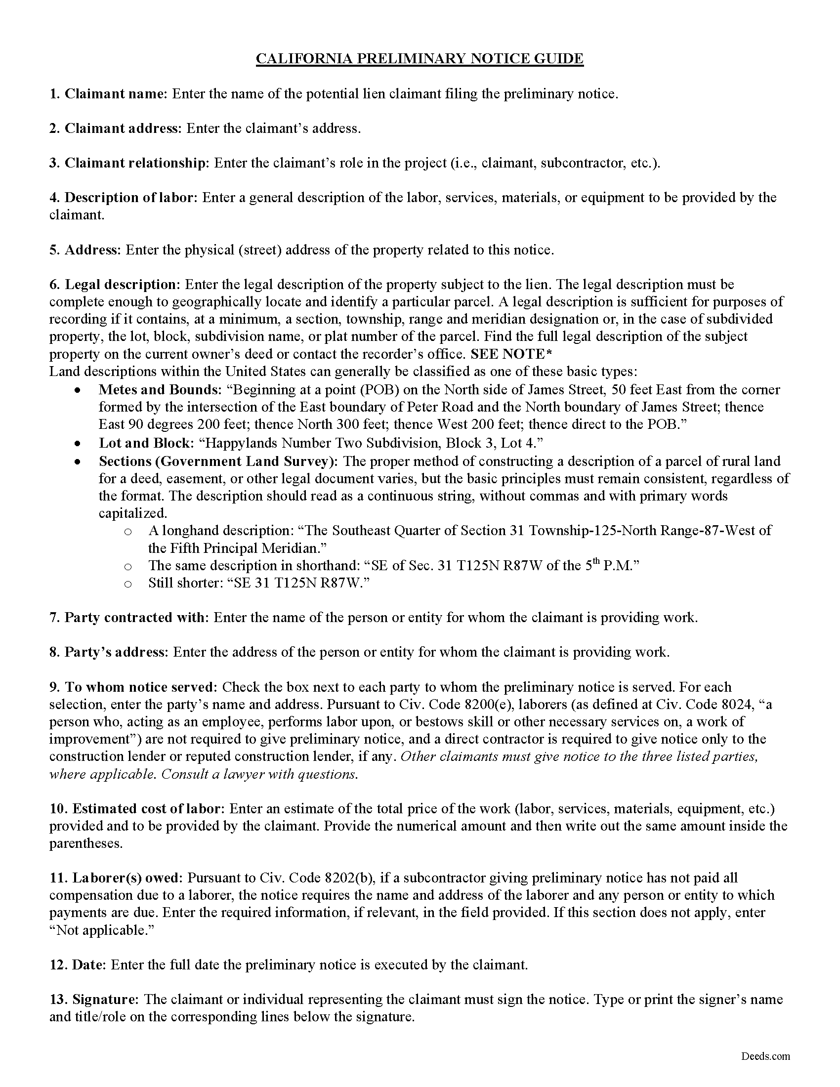 Calaveras County Preliminary Notice Forms California