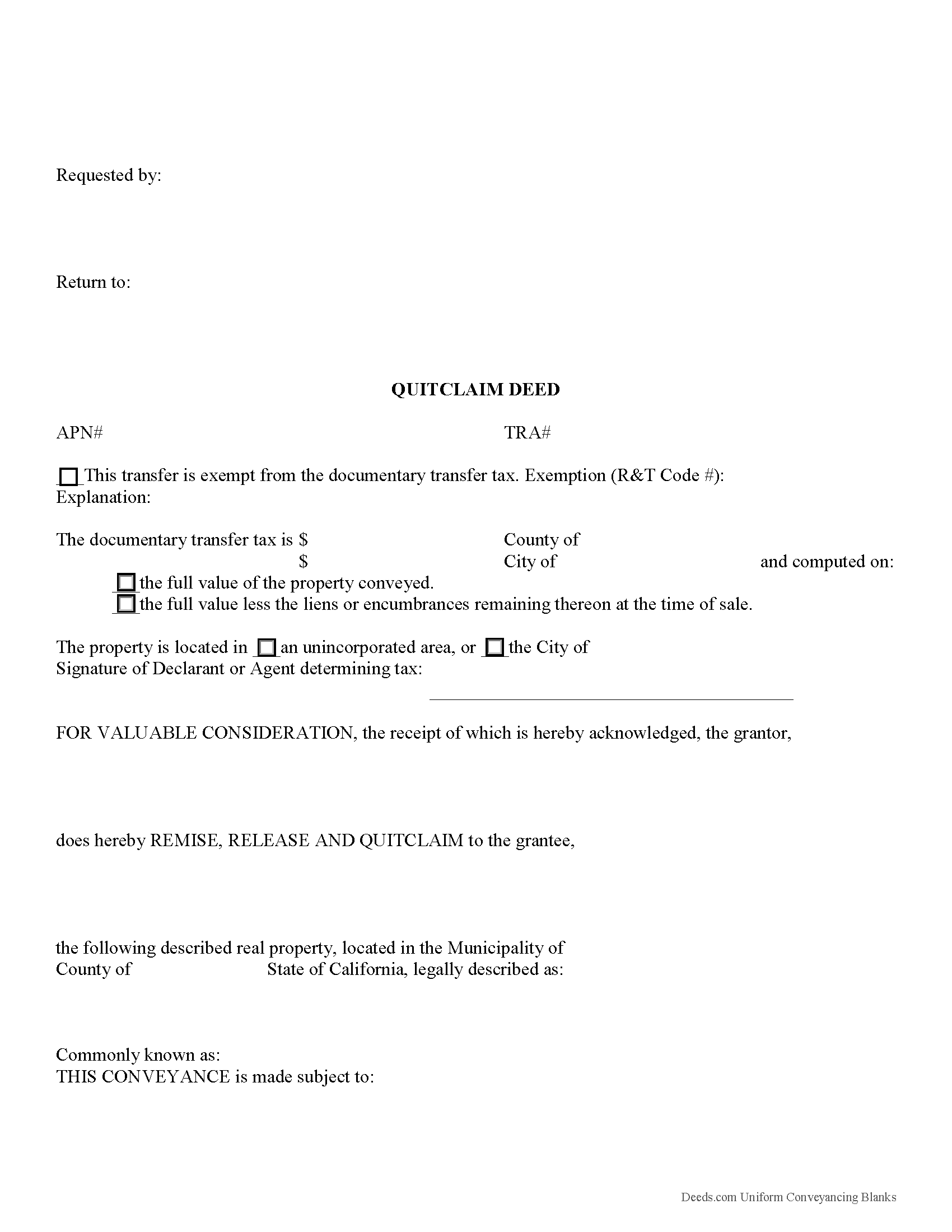 Quitclaim Deed Form