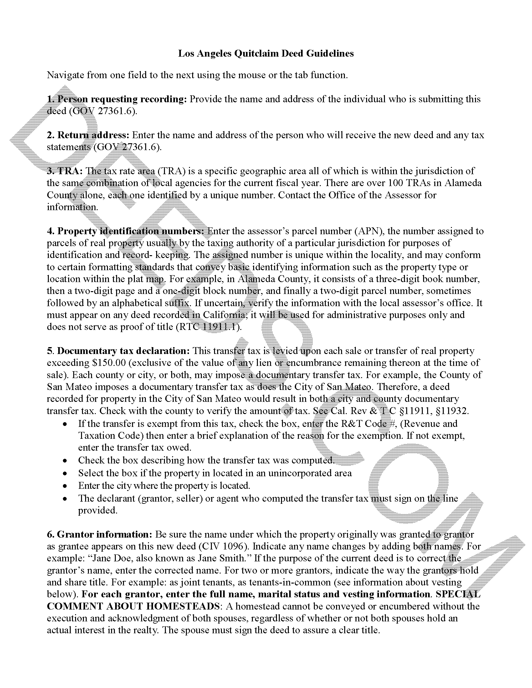 Los Angeles County Quitclaim Deed Guide
