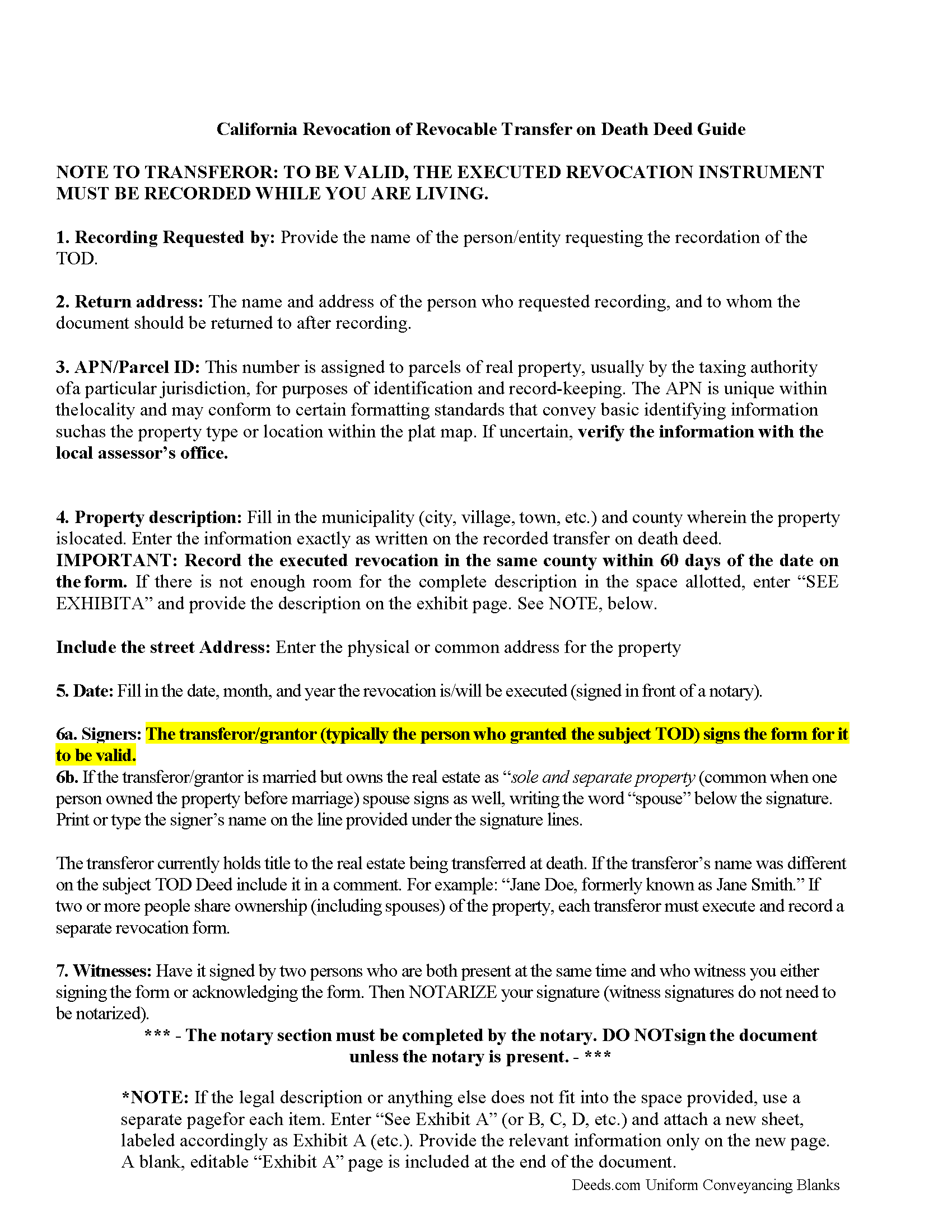 Yolo County Revocation of Transfer on Death Deed Guide