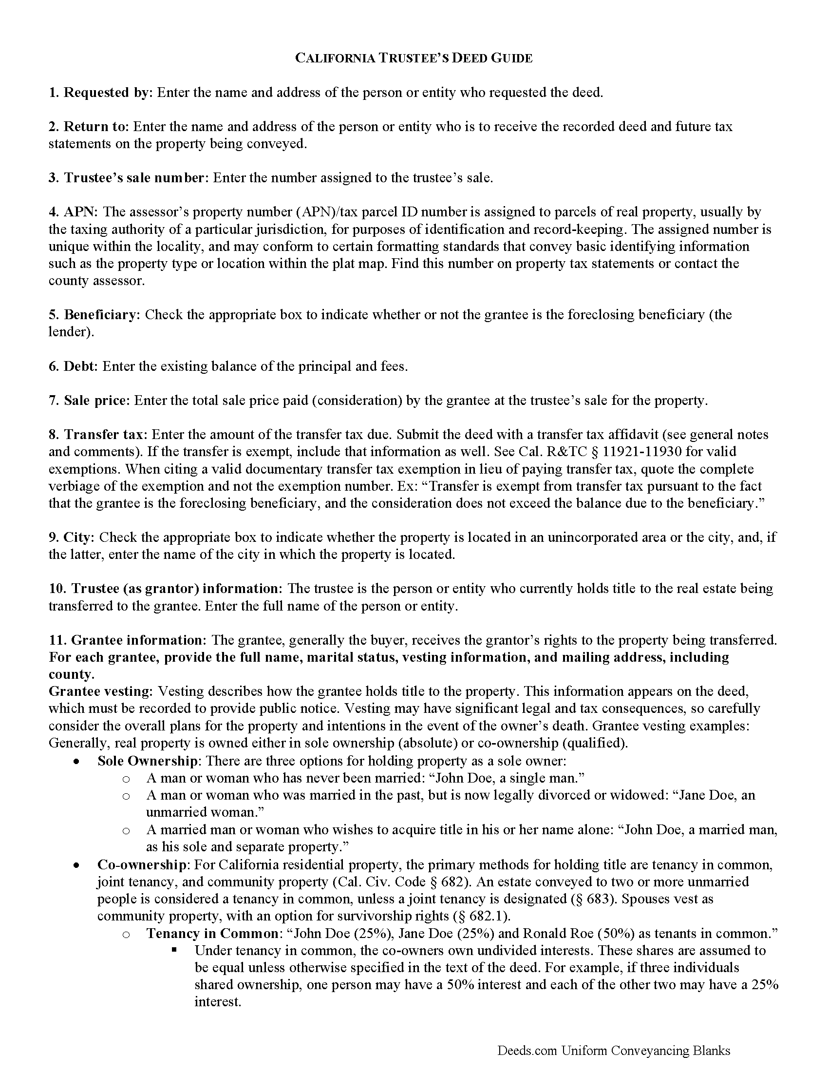 San Joaquin County Trustee Deed Guide