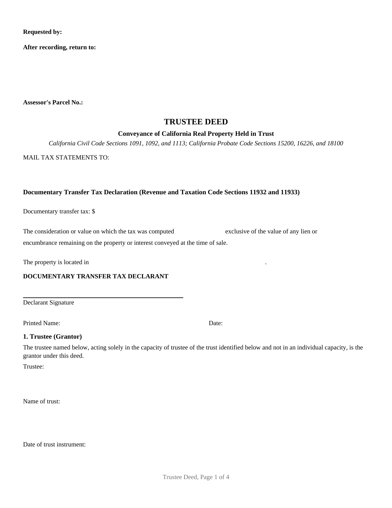 Yolo County Trustee Deed Form
