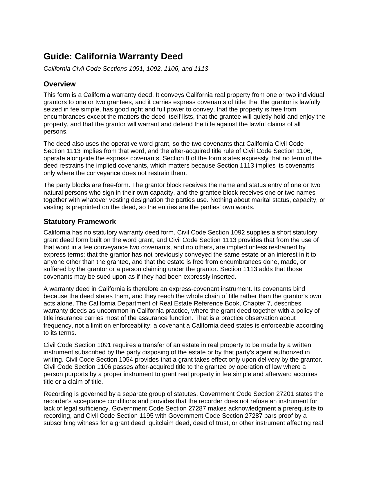 Santa Cruz County Warranty Deed Guide