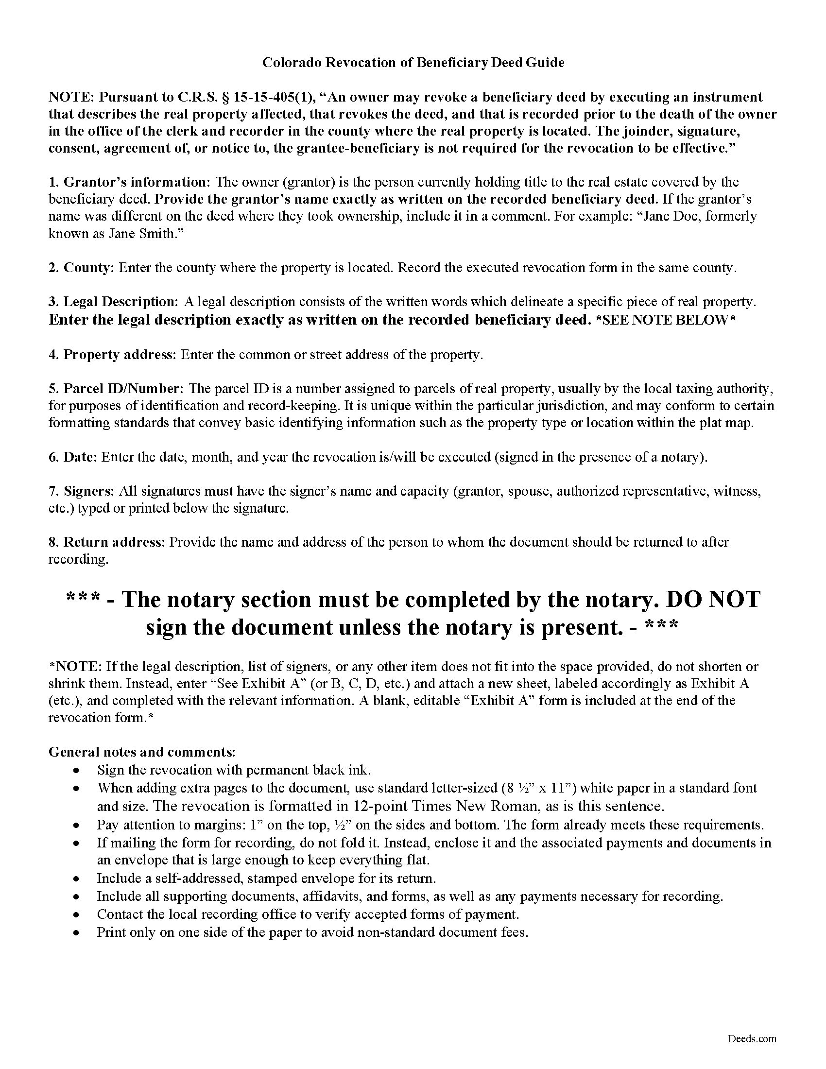 Larimer County Beneficiary Deed Revocation Guide