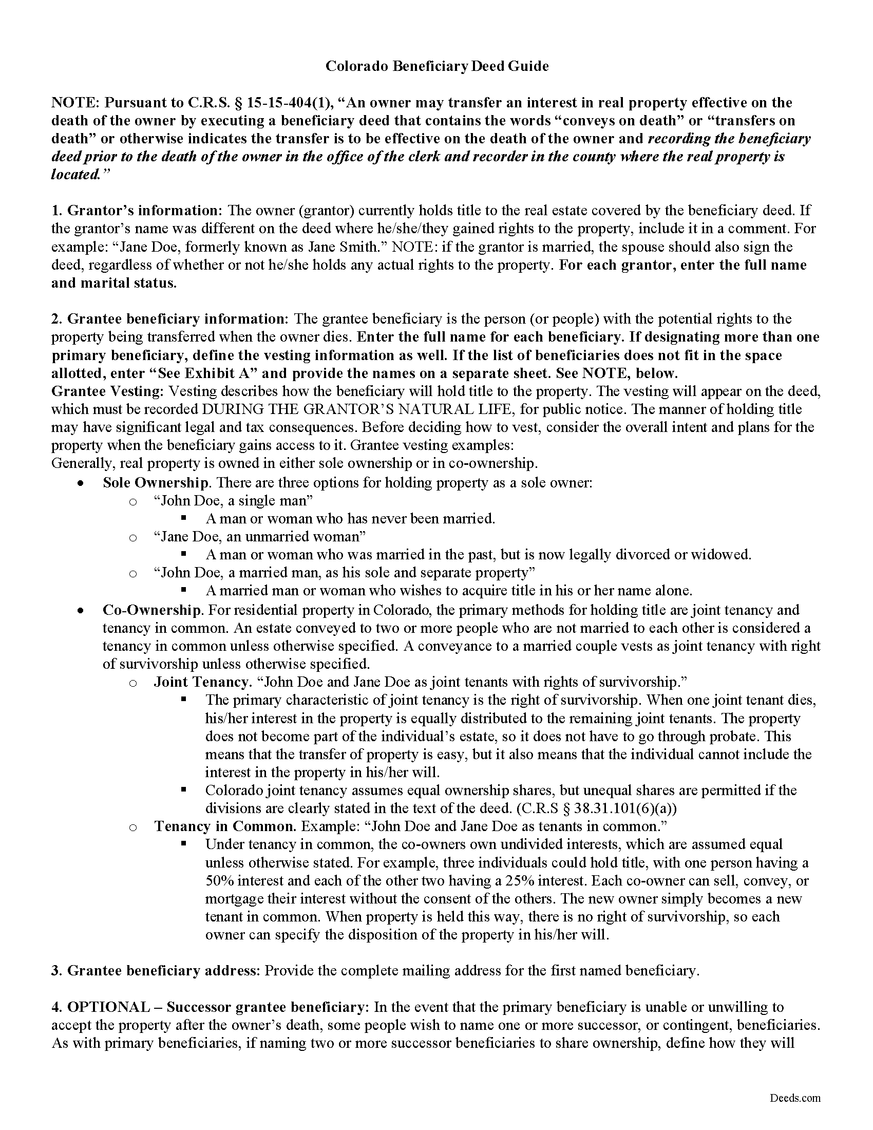 Larimer County Beneficiary Deed Guide