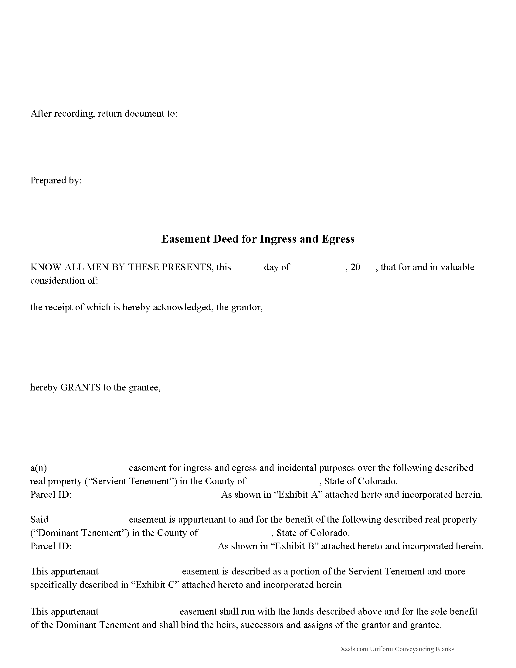 Colorado Easement Deed Image