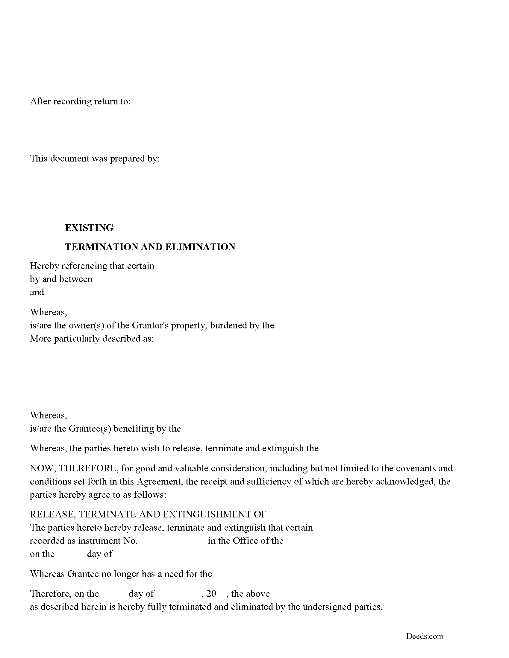 Colorado Termination, Cancellation of Easement / Right of Way Image