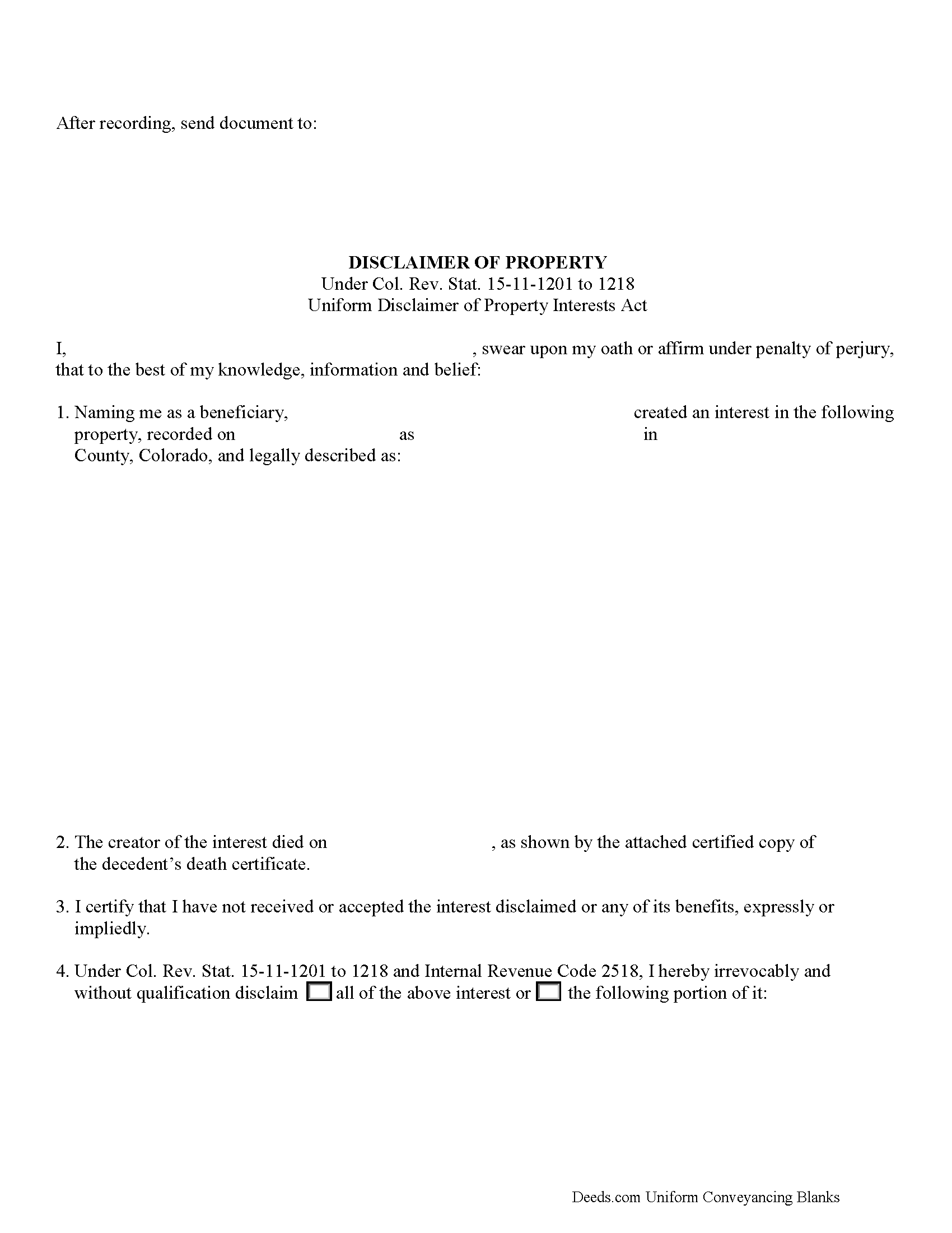 Disclaimer of Interest Form