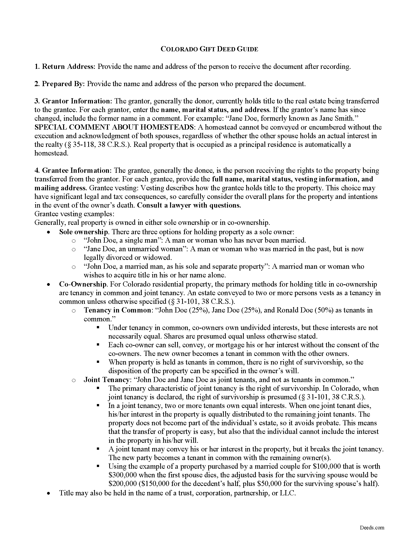 Larimer County Gift Deed Guide