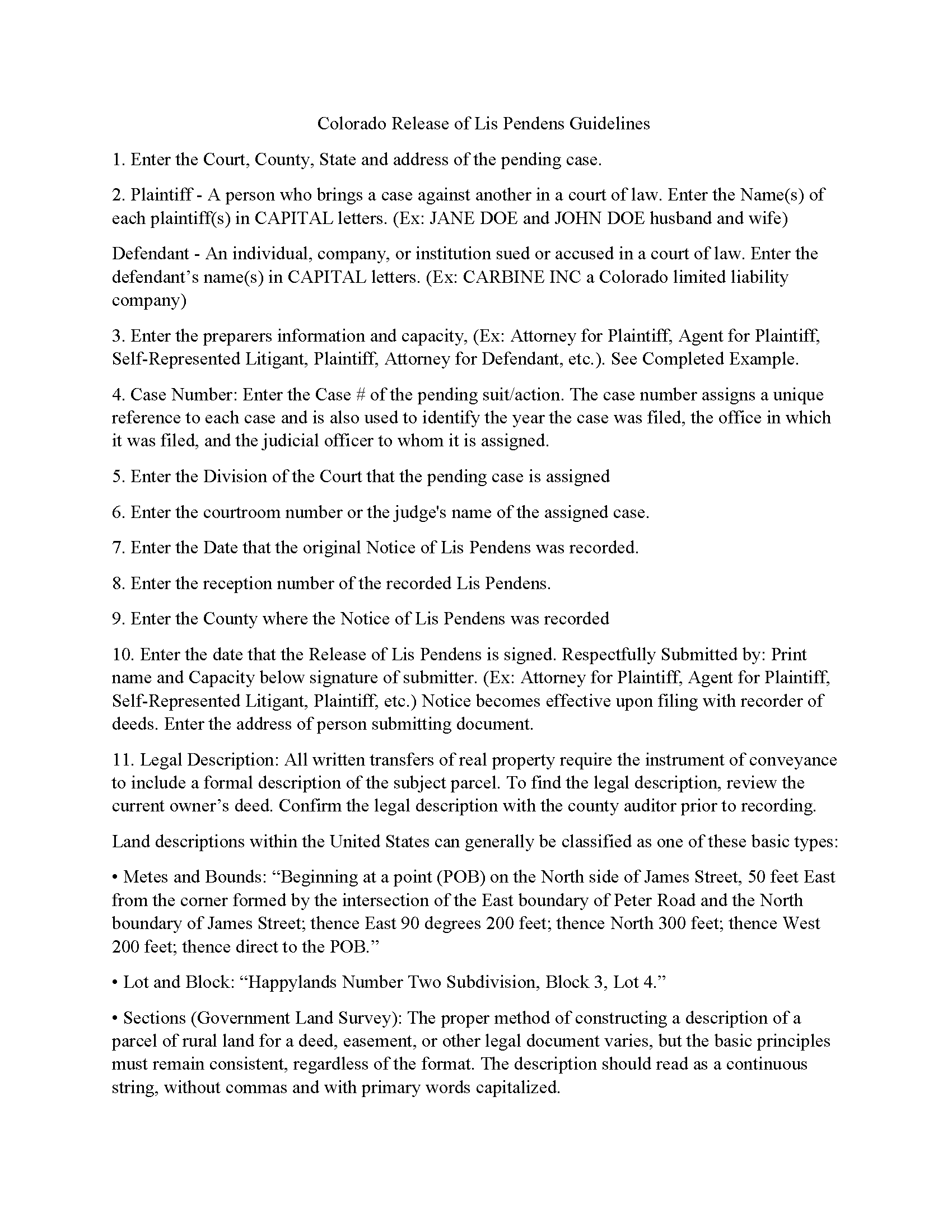 Larimer County Lis Pendens Release Guide