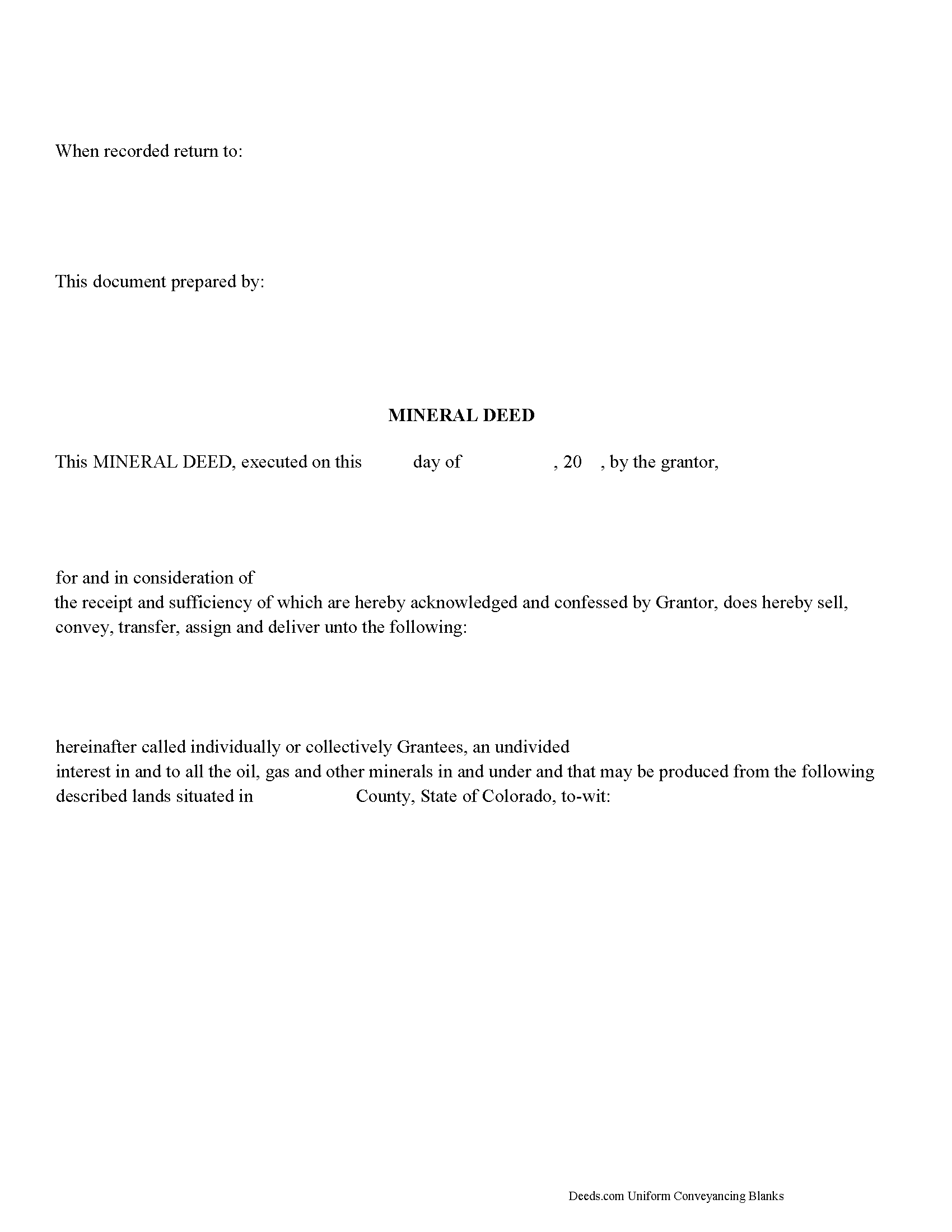 Jackson County Mineral Deed Form